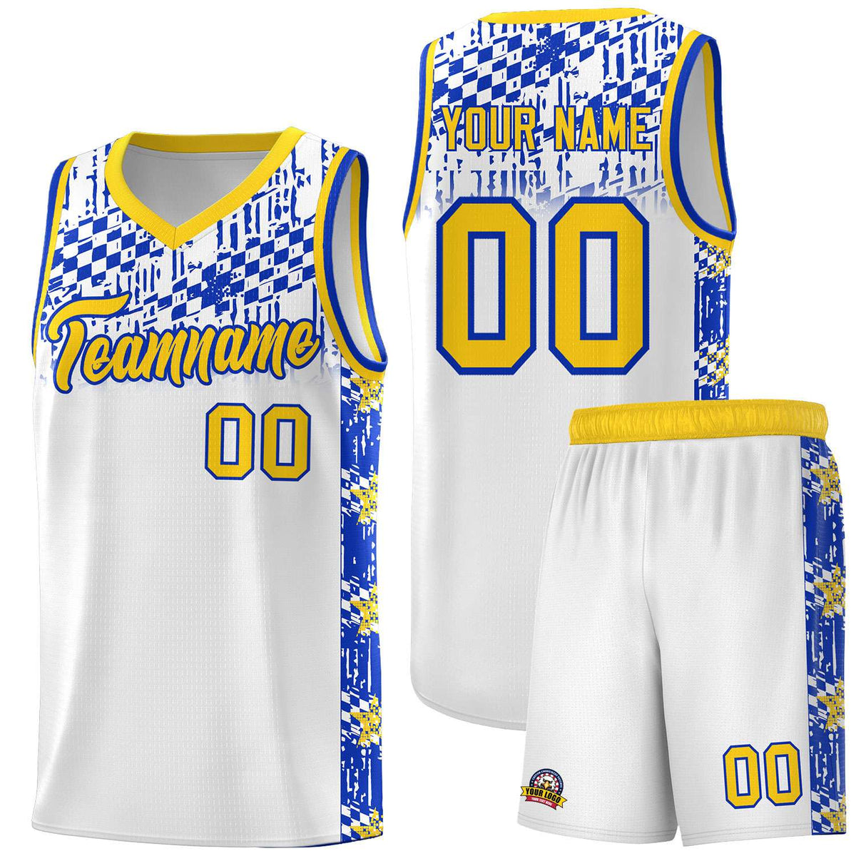 Custom White Mosaic Stars Pattern Sports Uniform Basketball Jersey|KXKSHOP