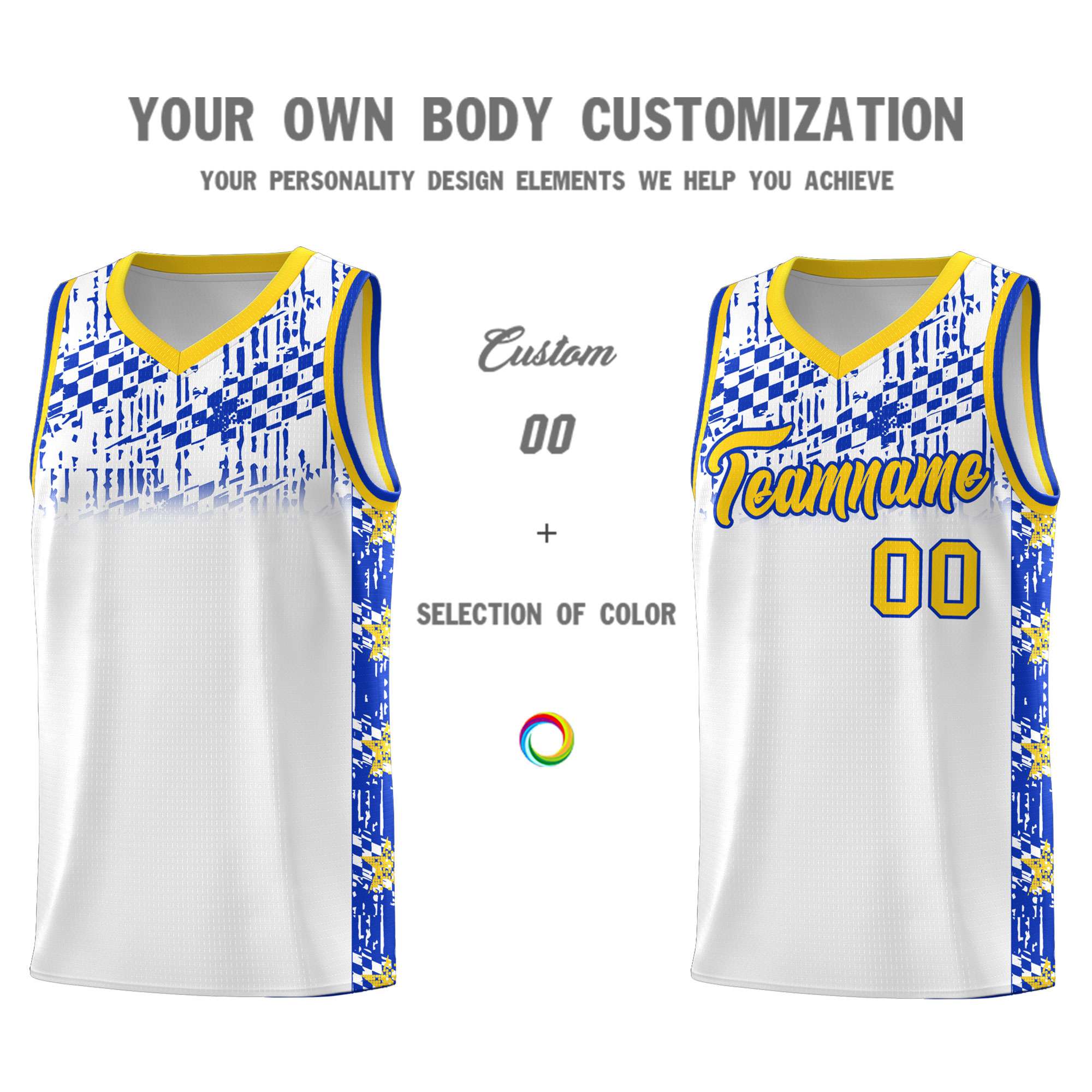 Custom White Mosaic Stars Pattern Sports Uniform Basketball Jersey|KXKSHOP
