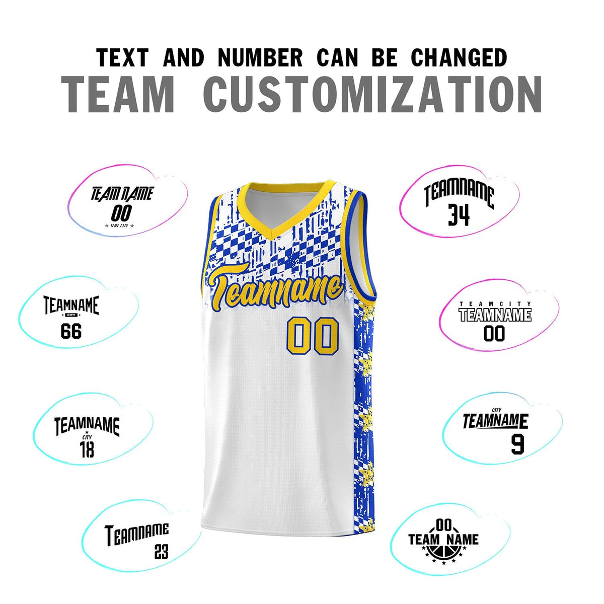Custom White Mosaic Stars Pattern Sports Uniform Basketball Jersey|KXKSHOP