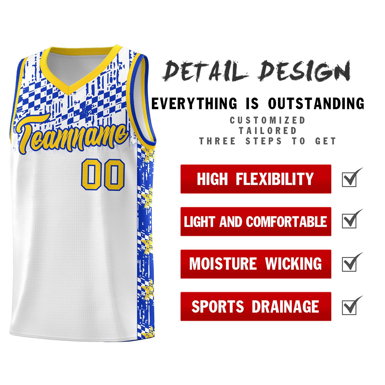 Custom White Mosaic Stars Pattern Sports Uniform Basketball Jersey|KXKSHOP