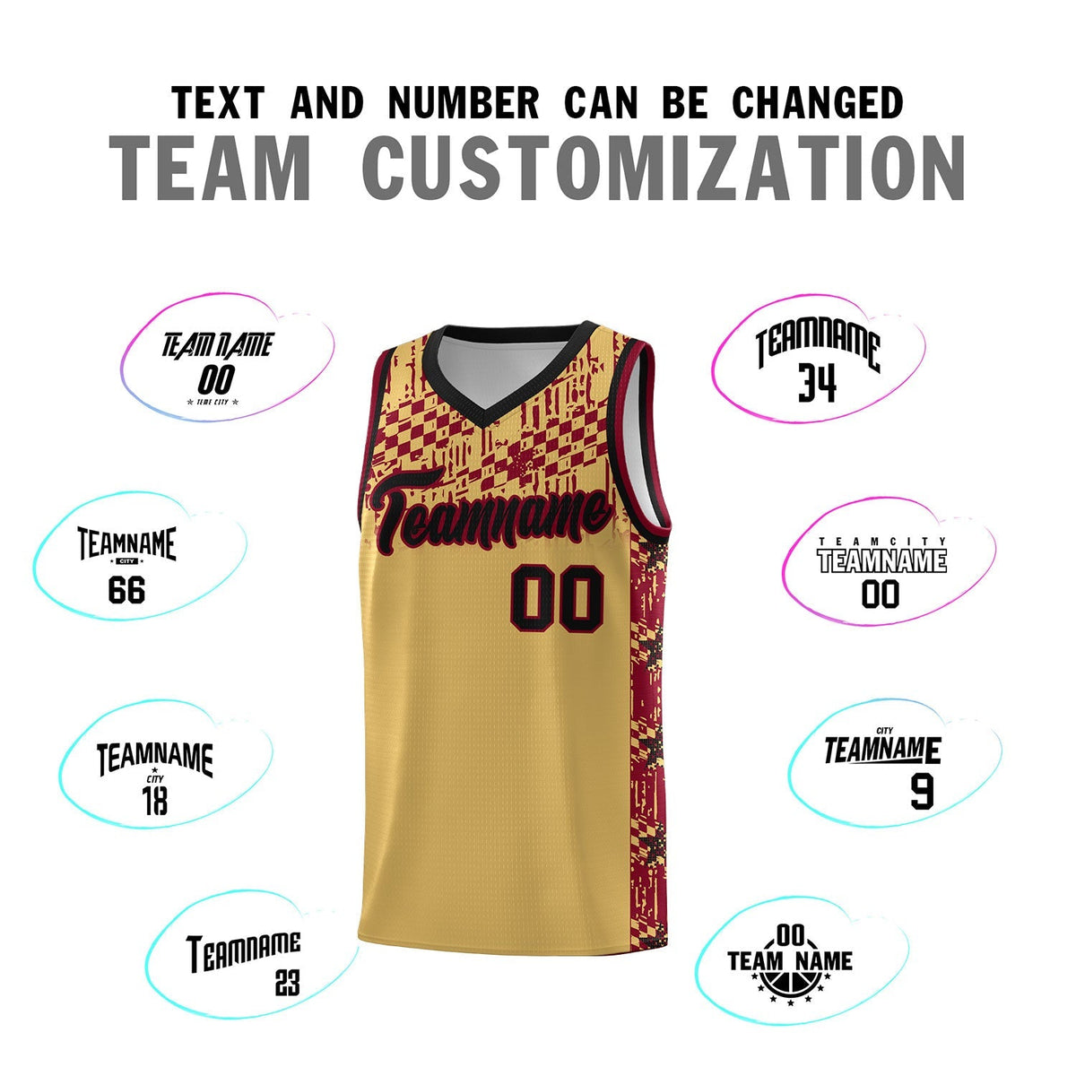 Custom Old Gold Mosaic Stars Pattern Sports Uniform Basketball Jersey|KXKSHOP