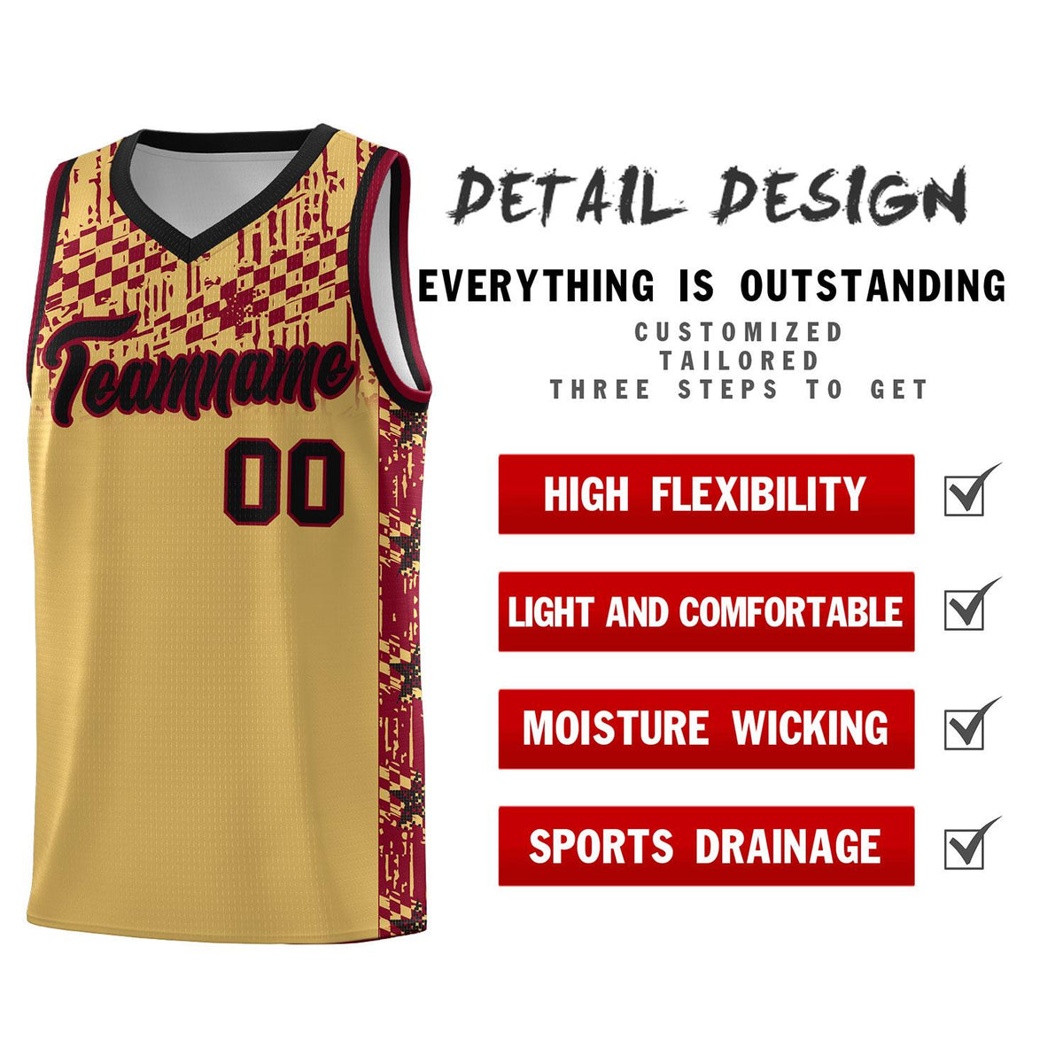 Custom Old Gold Mosaic Stars Pattern Sports Uniform Basketball Jersey|KXKSHOP