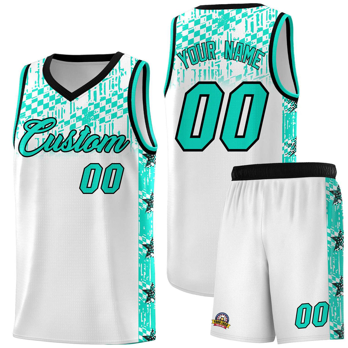 Custom White Mosaic Stars Pattern Sports Uniform Basketball Jersey|KXKSHOP