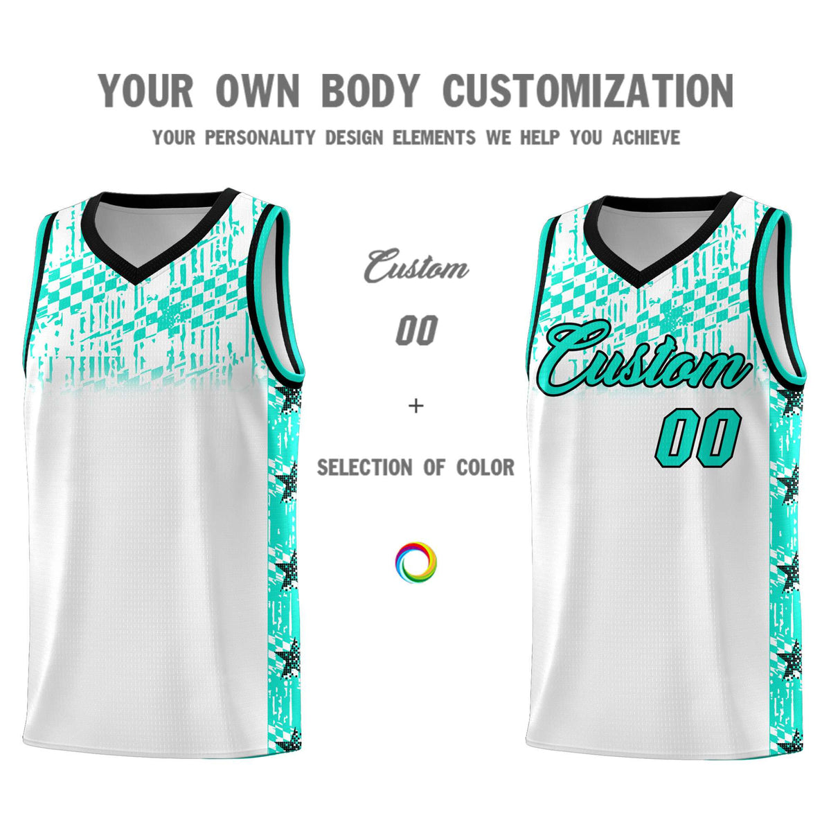 Custom White Mosaic Stars Pattern Sports Uniform Basketball Jersey|KXKSHOP