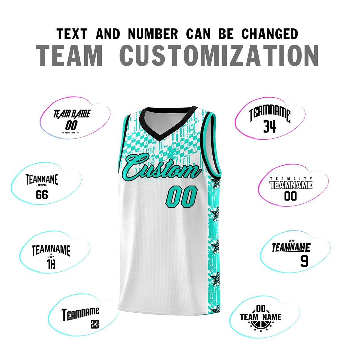 Custom White Mosaic Stars Pattern Sports Uniform Basketball Jersey|KXKSHOP
