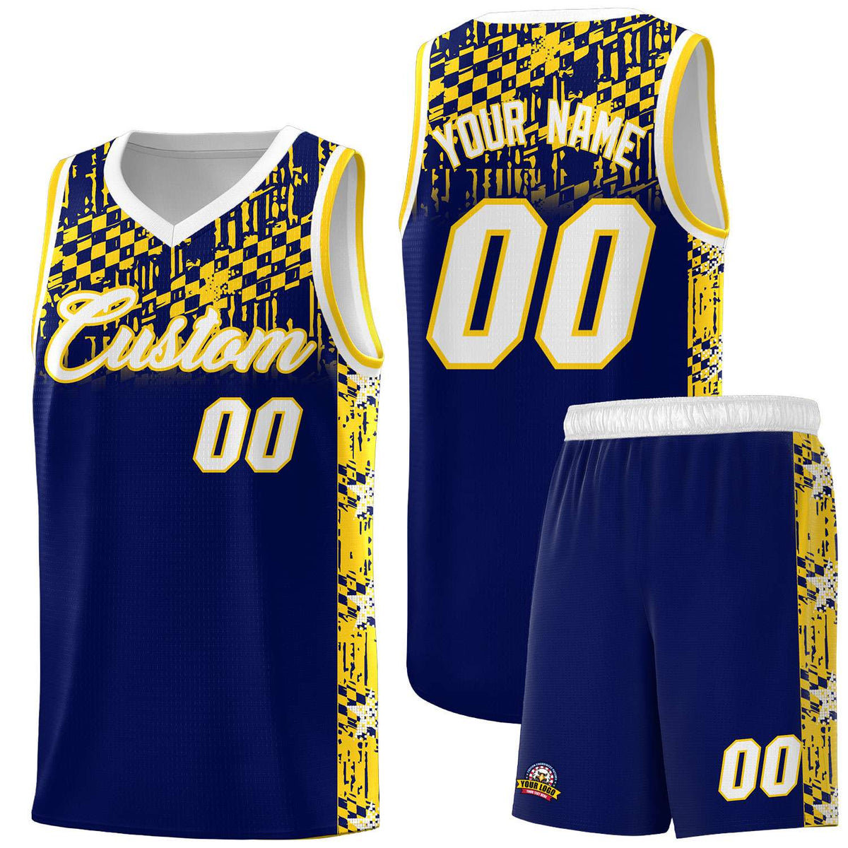 Custom Navy Mosaic Stars Pattern Sports Uniform Basketball Jersey|KXKSHOP