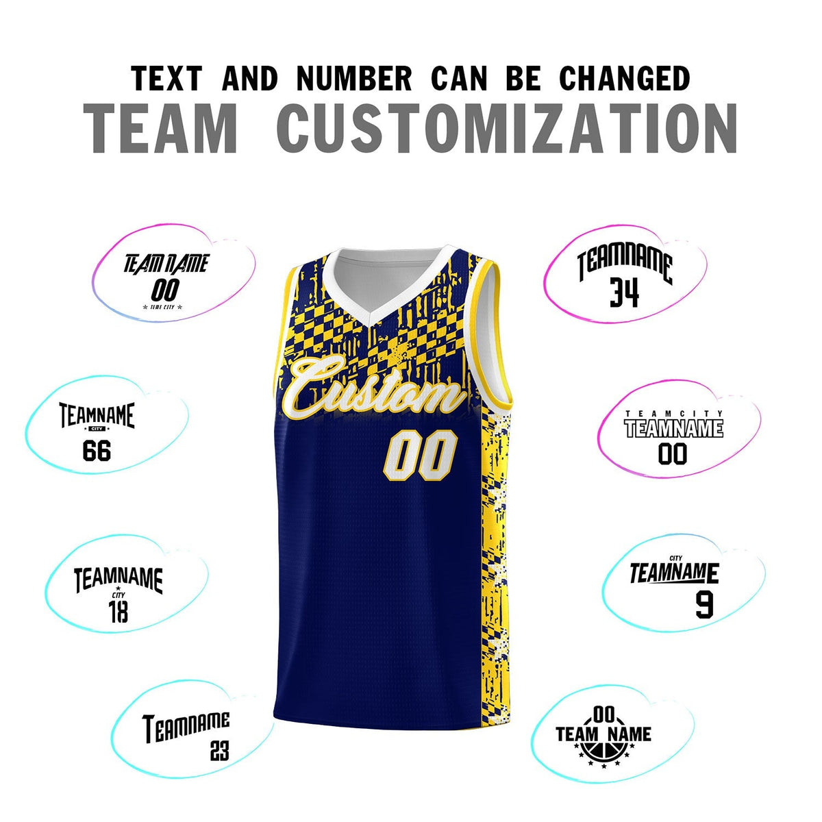 Custom Navy Mosaic Stars Pattern Sports Uniform Basketball Jersey|KXKSHOP