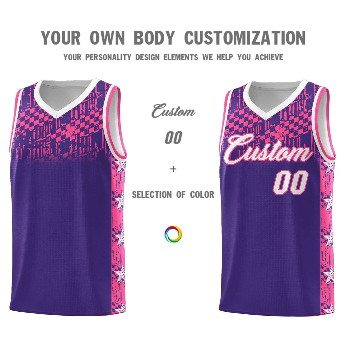 Custom Purple Mosaic Stars Pattern Sports Uniform Basketball Jersey|KXKSHOP