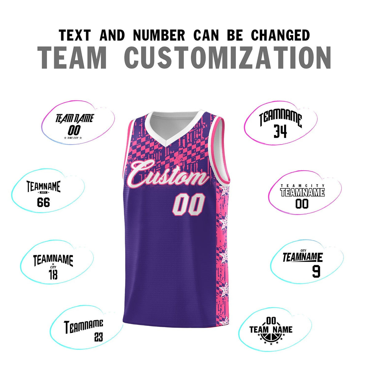 Custom Purple Mosaic Stars Pattern Sports Uniform Basketball Jersey|KXKSHOP