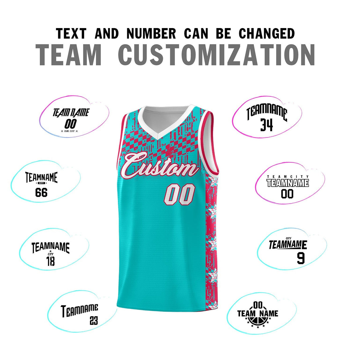 Custom Aqua Mosaic Stars Pattern Sports Uniform Basketball Jersey|KXKSHOP