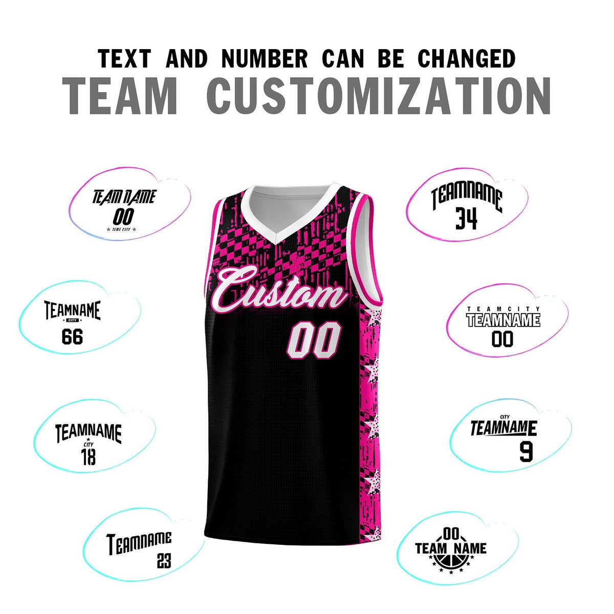 Custom Black Mosaic Stars Pattern Sports Uniform Basketball Jersey|KXKSHOP