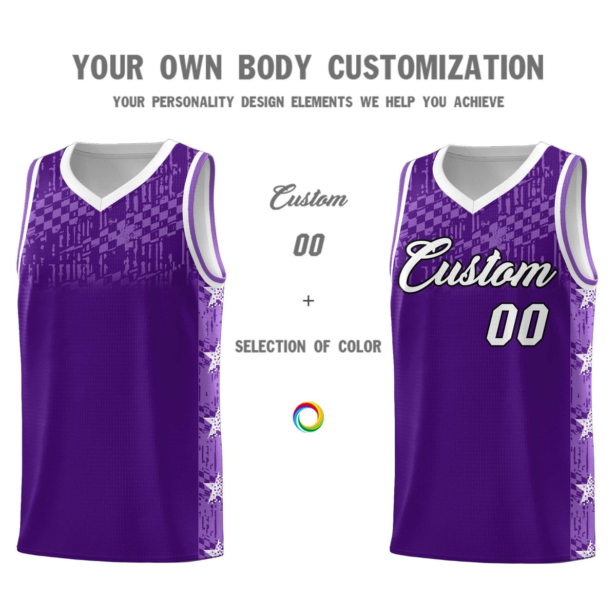 Custom Purple Mosaic Stars Pattern Sports Uniform Basketball Jersey|KXKSHOP