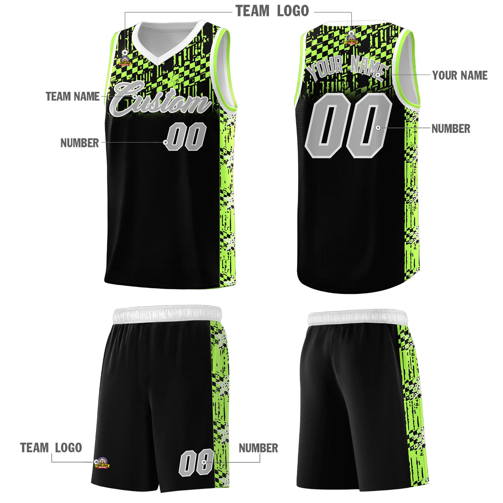 Custom Black Mosaic Stars Pattern Sports Uniform Basketball Jersey|KXKSHOP