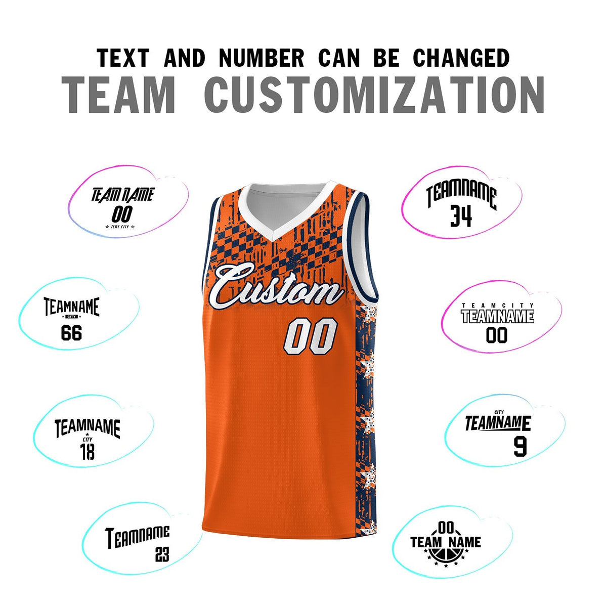 Custom Orange Mosaic Stars Pattern Sports Uniform Basketball Jersey|KXKSHOP
