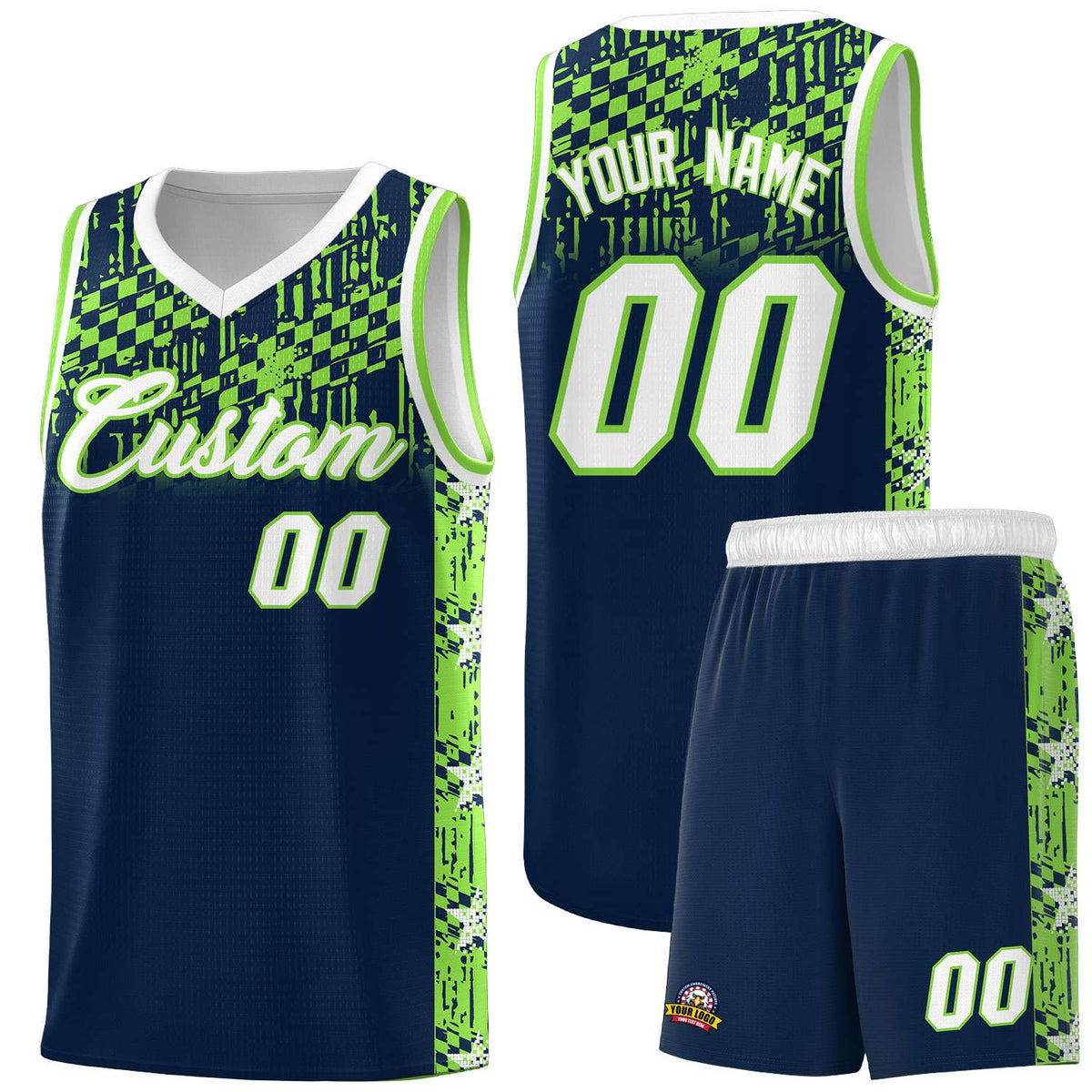 Custom Navy Mosaic Stars Pattern Sports Uniform Basketball Jersey|KXKSHOP