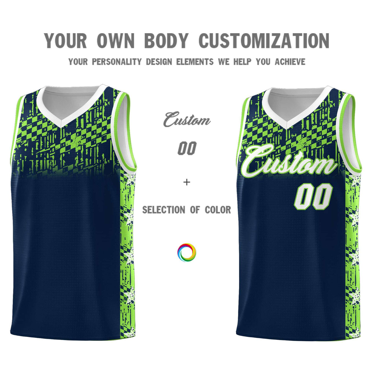 Custom Navy Mosaic Stars Pattern Sports Uniform Basketball Jersey|KXKSHOP