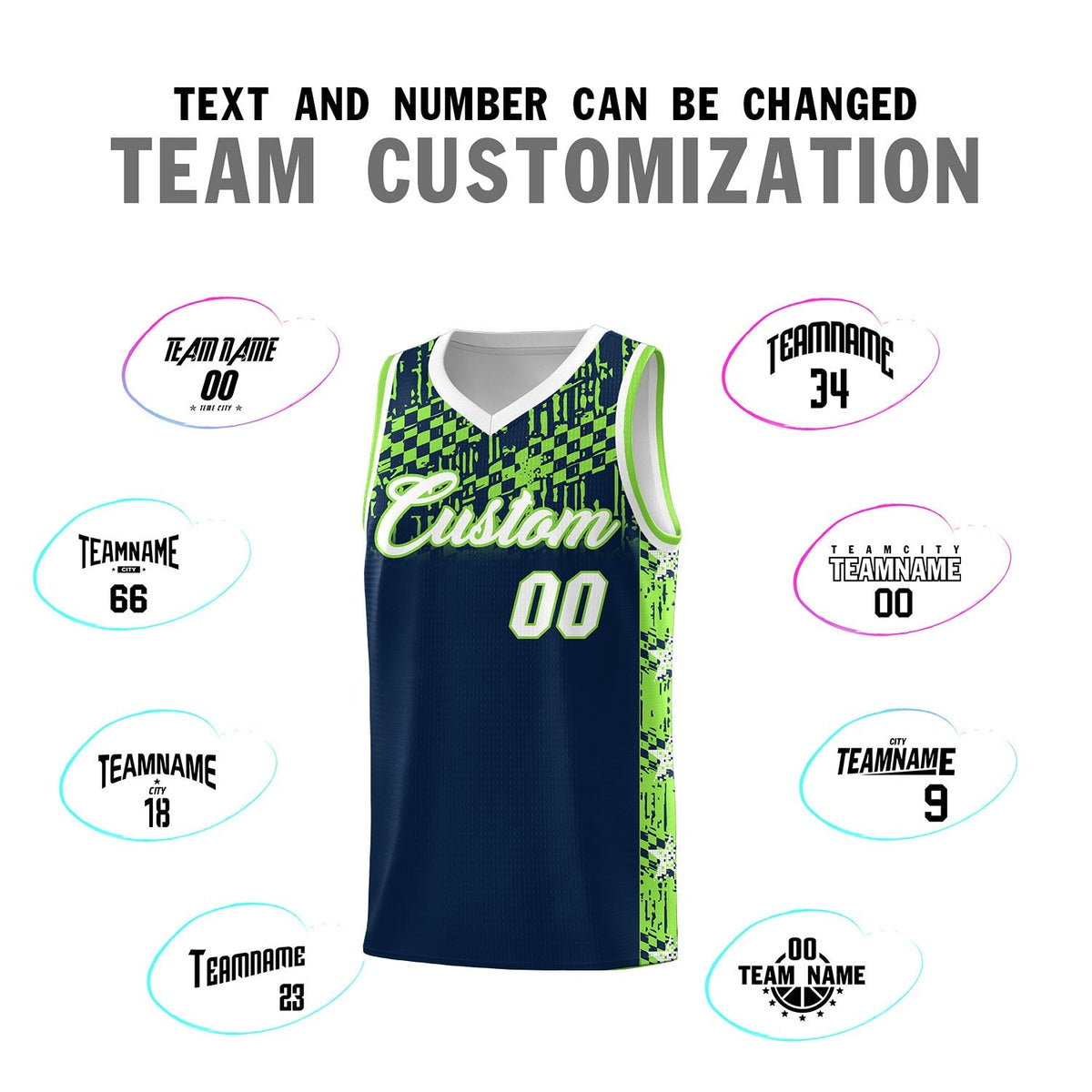 Custom Navy Mosaic Stars Pattern Sports Uniform Basketball Jersey|KXKSHOP