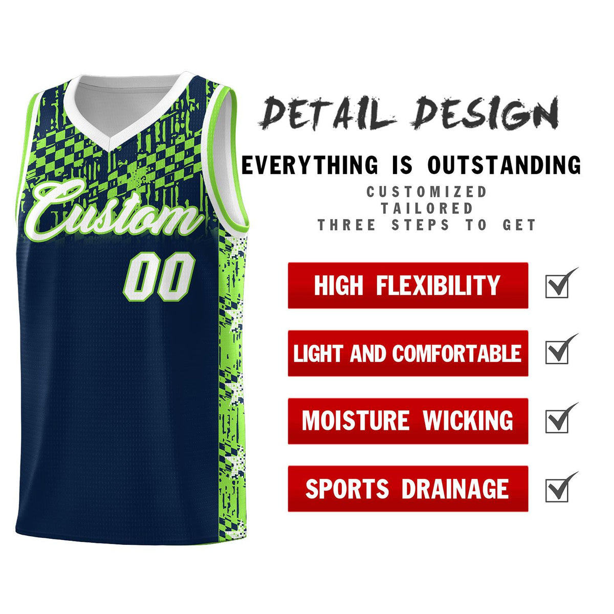 Custom Navy Mosaic Stars Pattern Sports Uniform Basketball Jersey|KXKSHOP