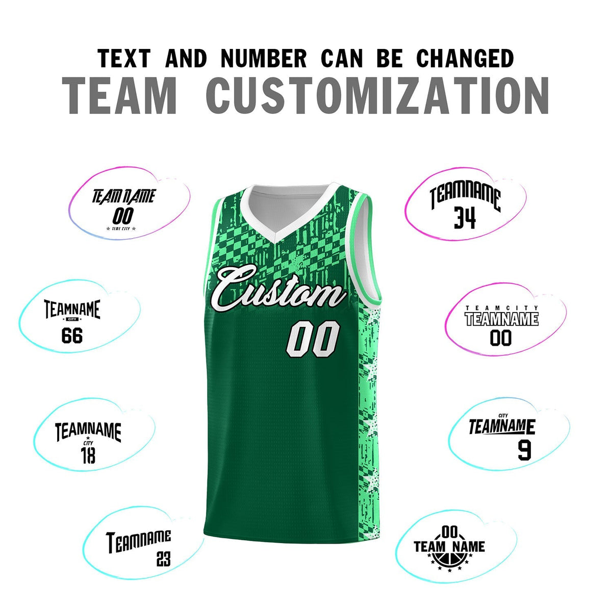 Custom Kelly Green Mosaic Stars Pattern Sports Uniform Basketball Jersey|KXKSHOP