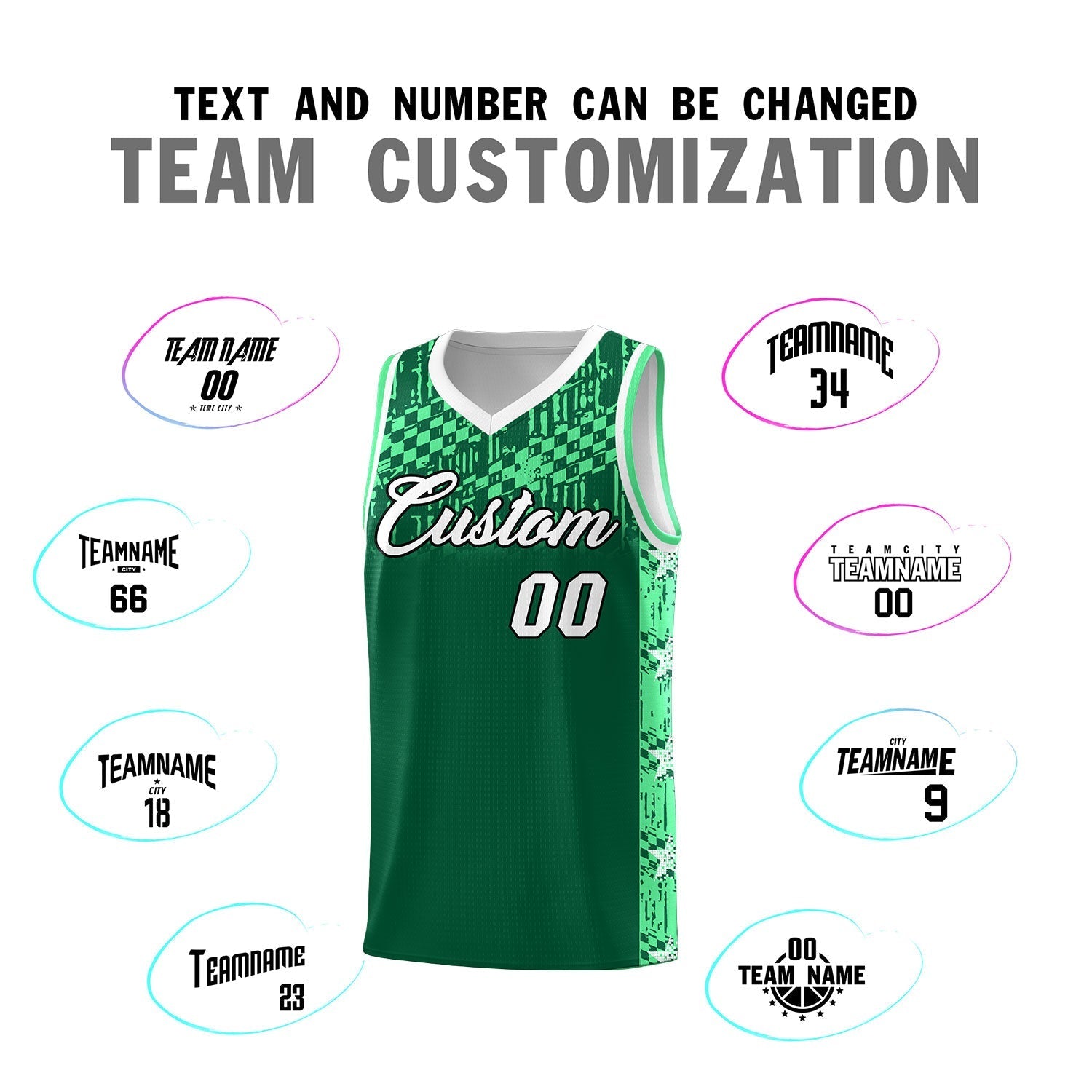 Custom Kelly Green Mosaic Stars Pattern Sports Uniform Basketball Jersey|KXKSHOP