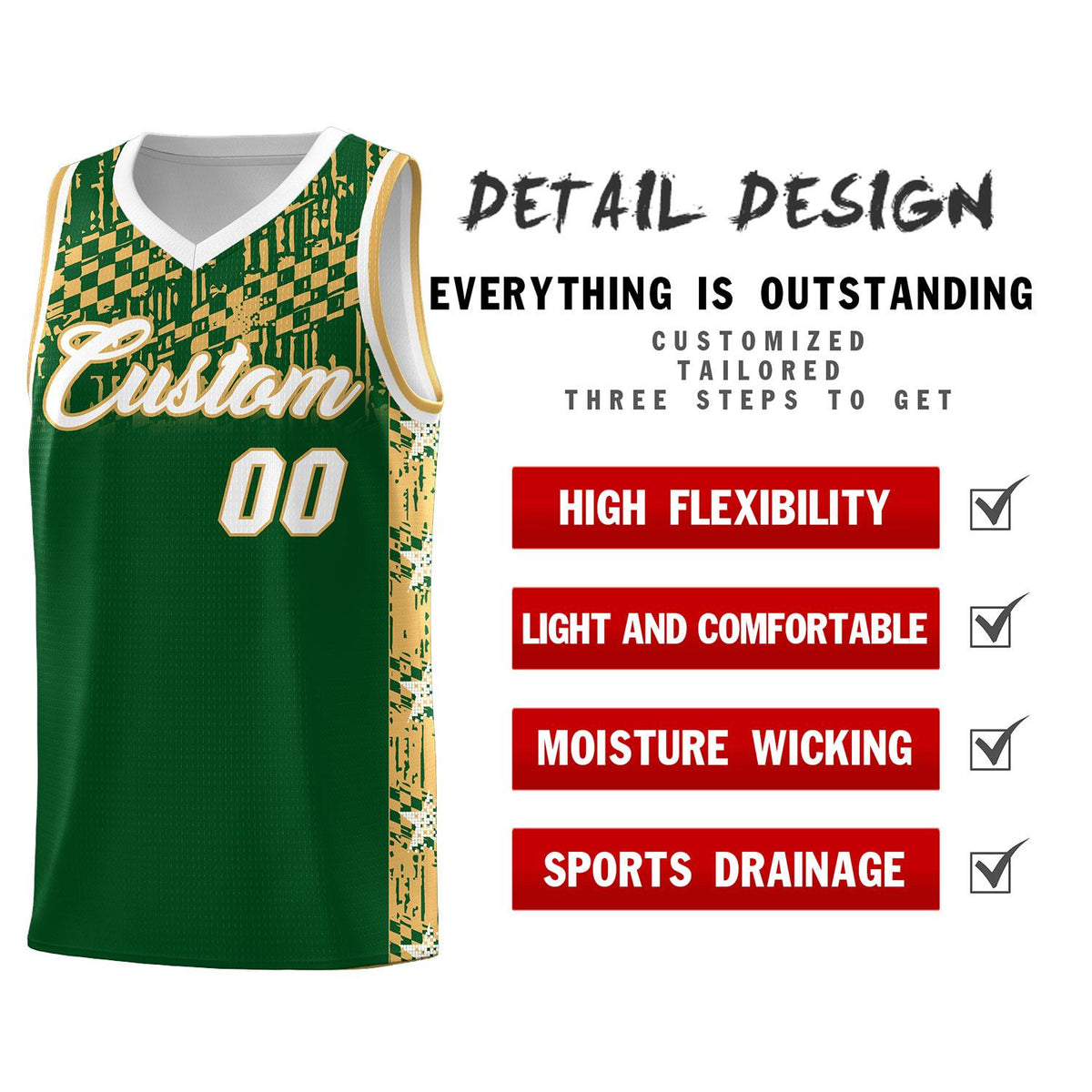 Custom Green Mosaic Stars Pattern Sports Uniform Basketball Jersey|KXKSHOP