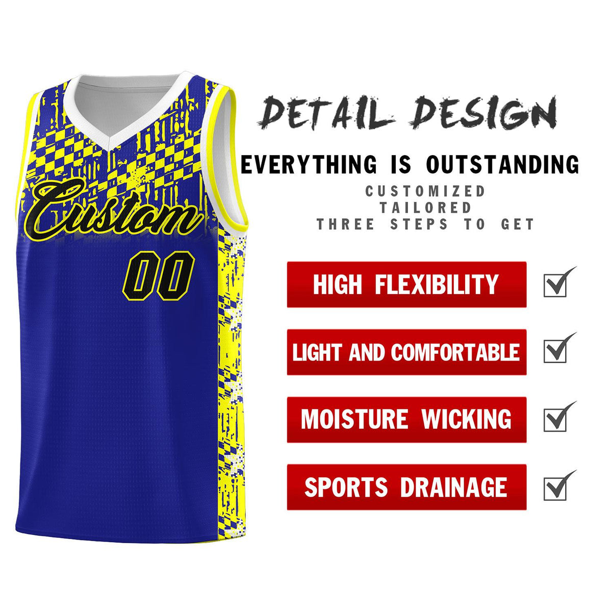 Custom Royal Mosaic Stars Pattern Sports Uniform Basketball Jersey|KXKSHOP