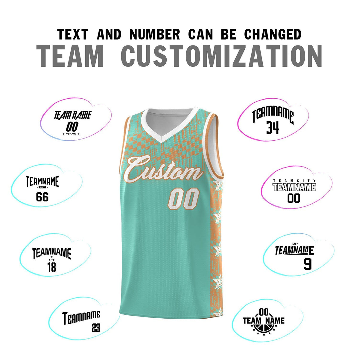Custom Bright Green Mosaic Stars Pattern Sports Uniform Basketball Jersey|KXKSHOP
