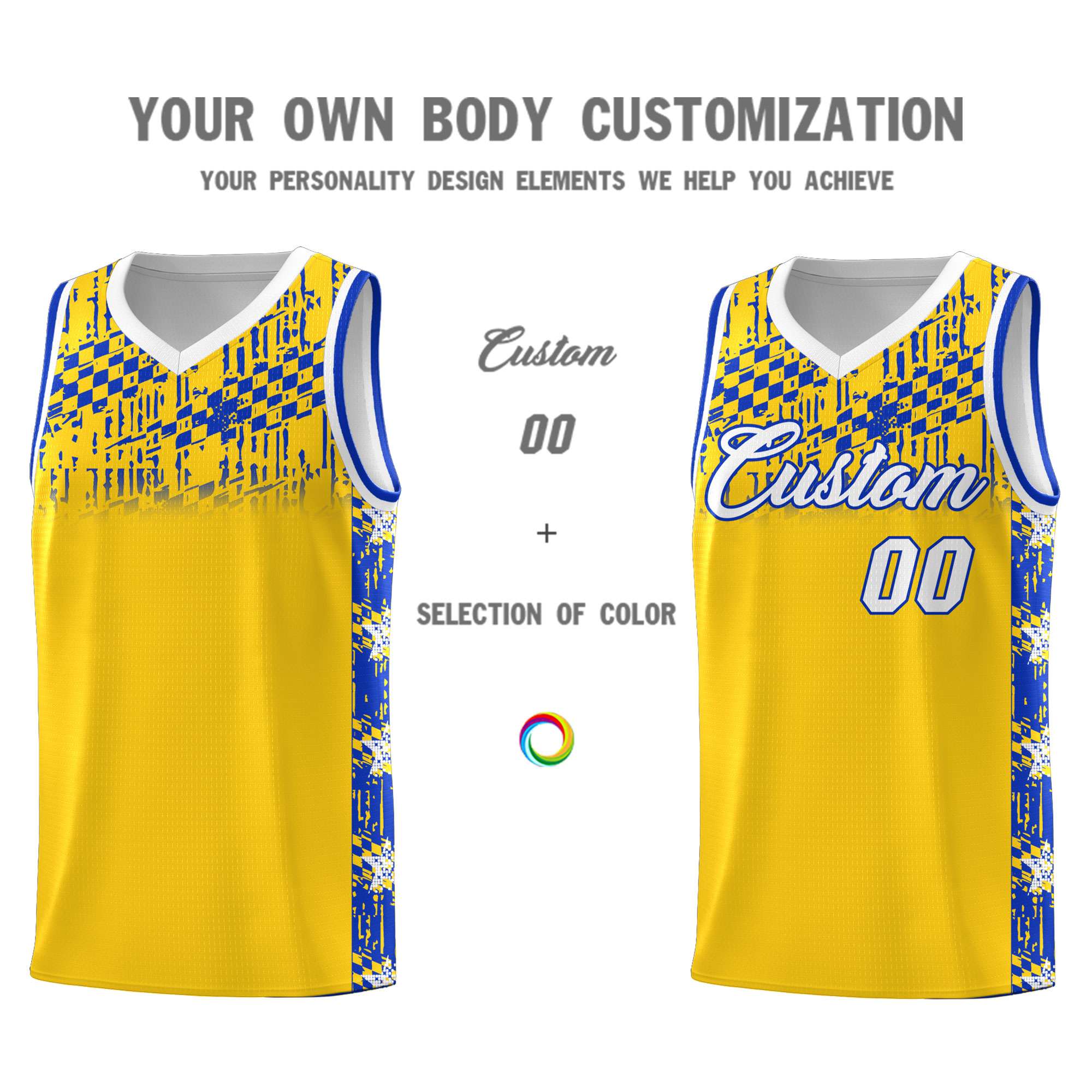 Custom Gold Mosaic Stars Pattern Sports Uniform Basketball Jersey|KXKSHOP