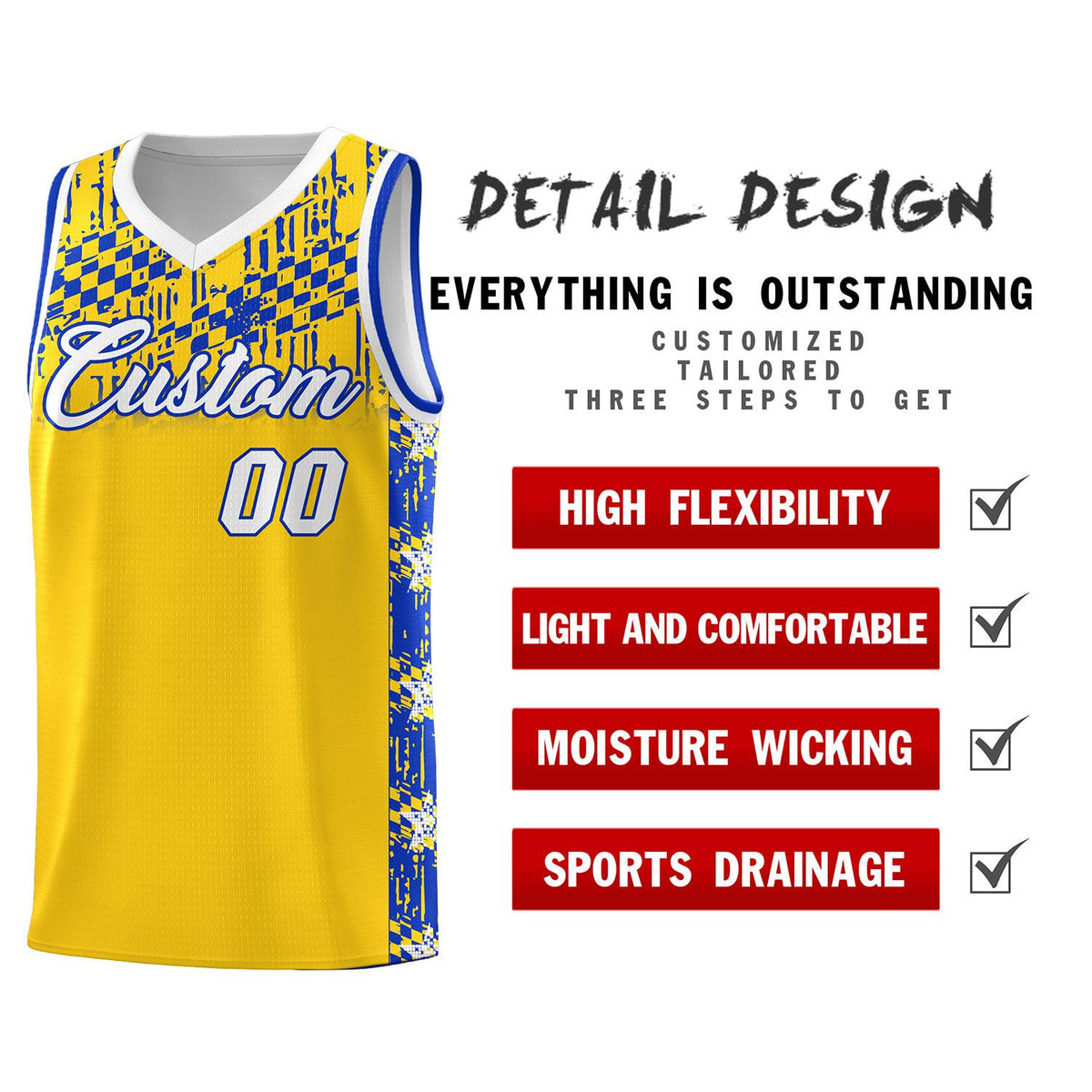 Custom Gold Mosaic Stars Pattern Sports Uniform Basketball Jersey|KXKSHOP