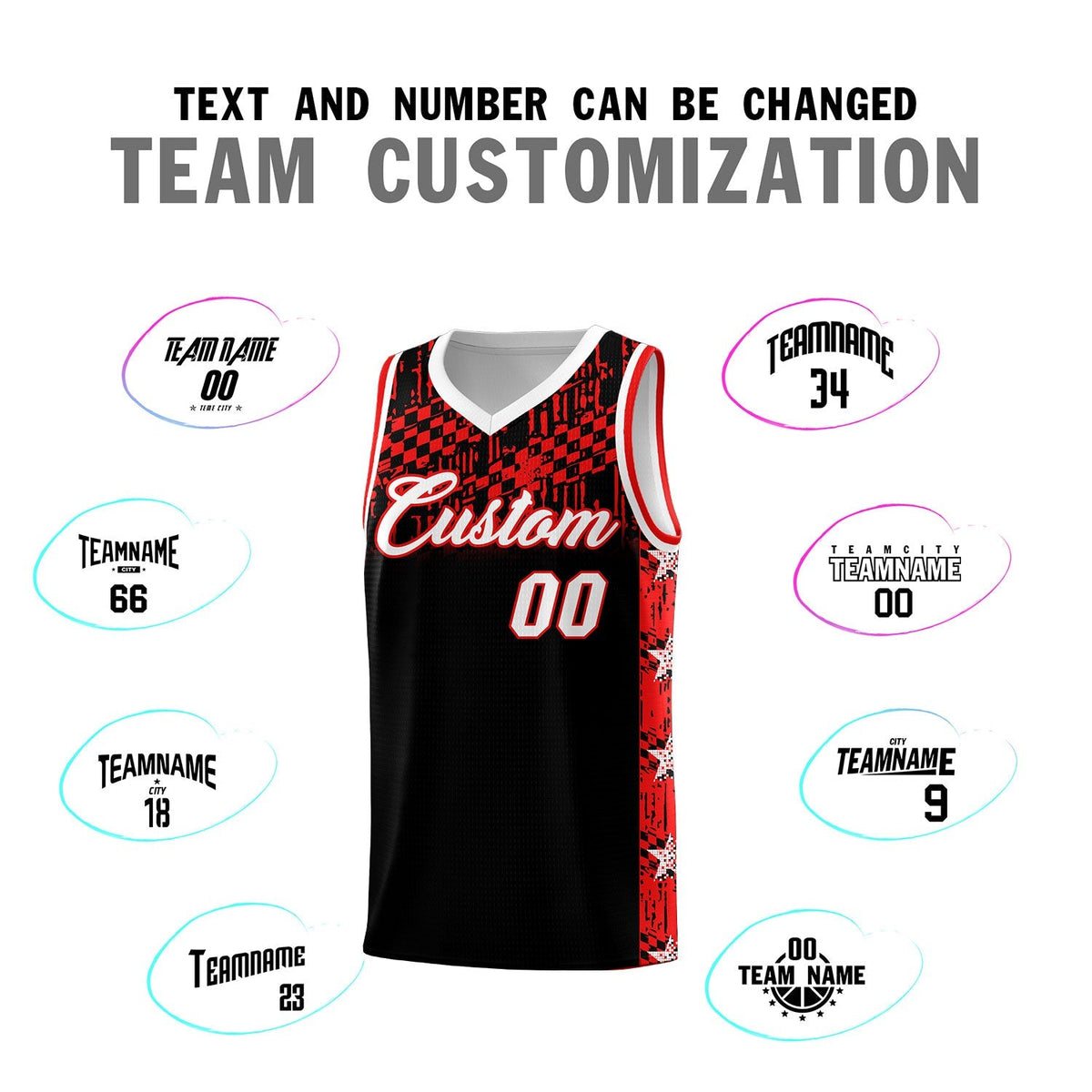 Custom Black Mosaic Stars Pattern Sports Uniform Basketball Jersey|KXKSHOP