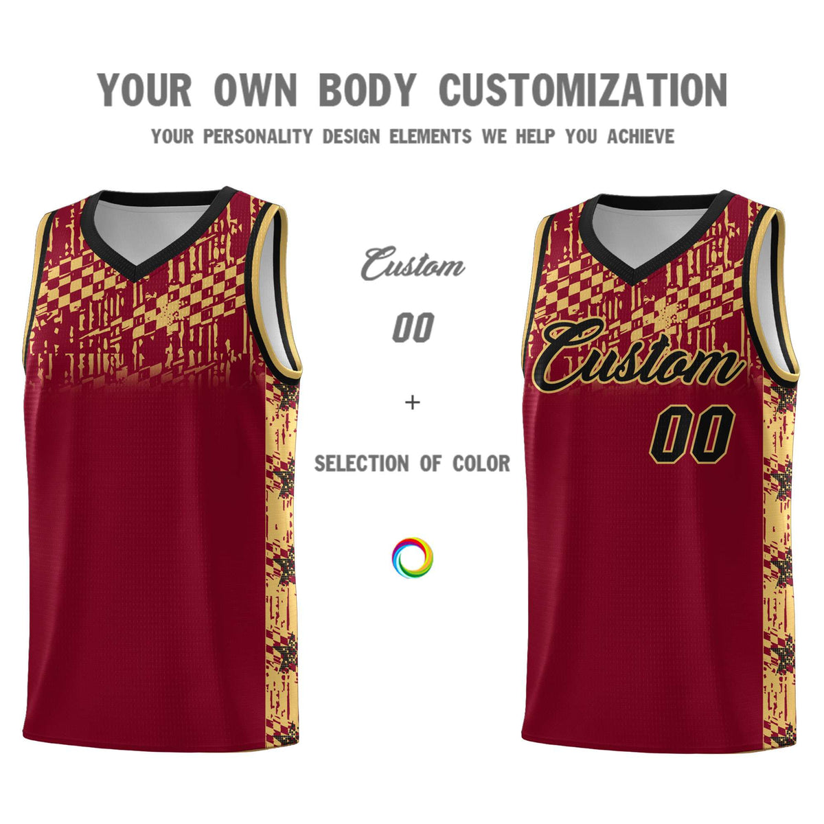 Custom Crimson Mosaic Stars Pattern Sports Uniform Basketball Jersey|KXKSHOP