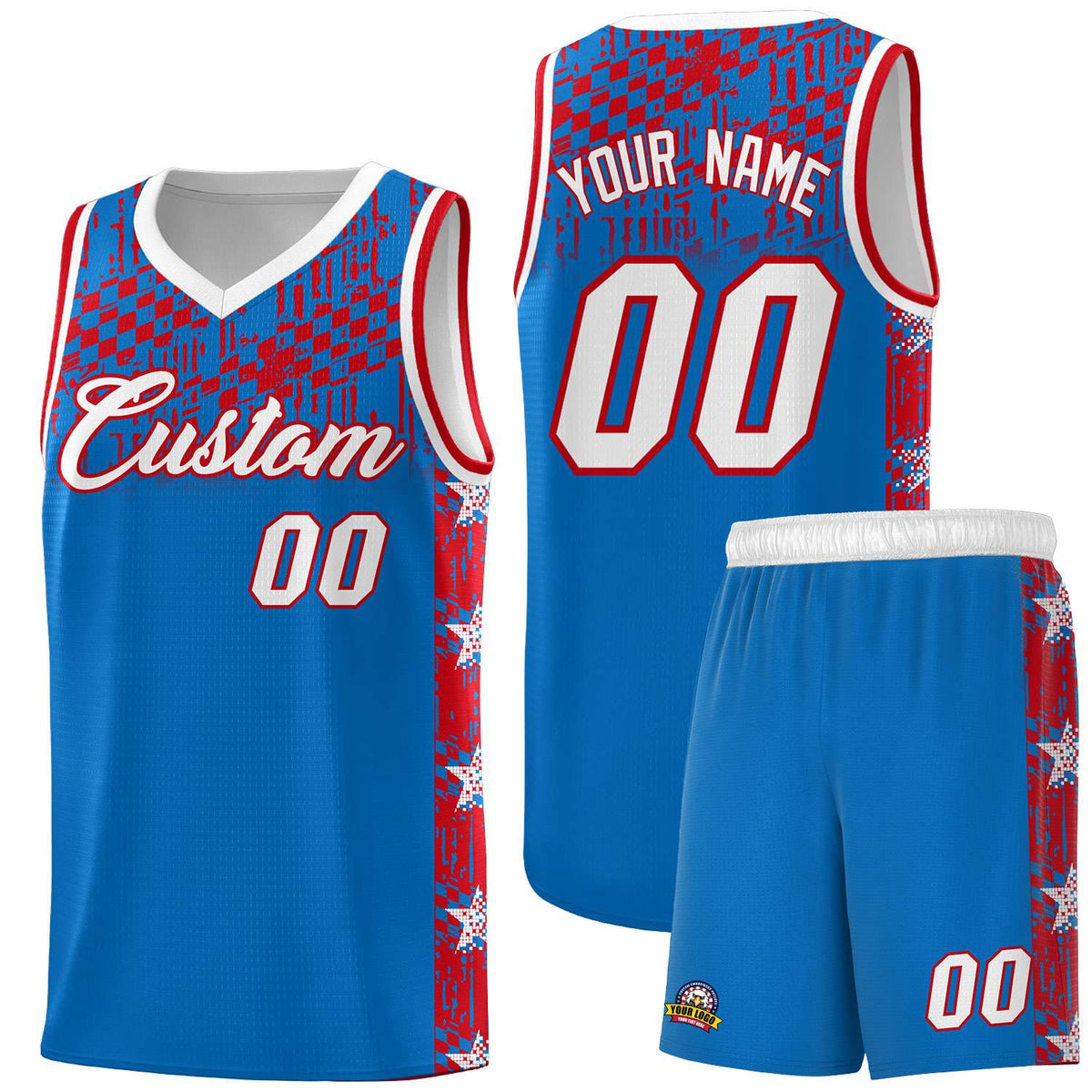 Custom Royal Mosaic Stars Pattern Sports Uniform Basketball Jersey|KXKSHOP