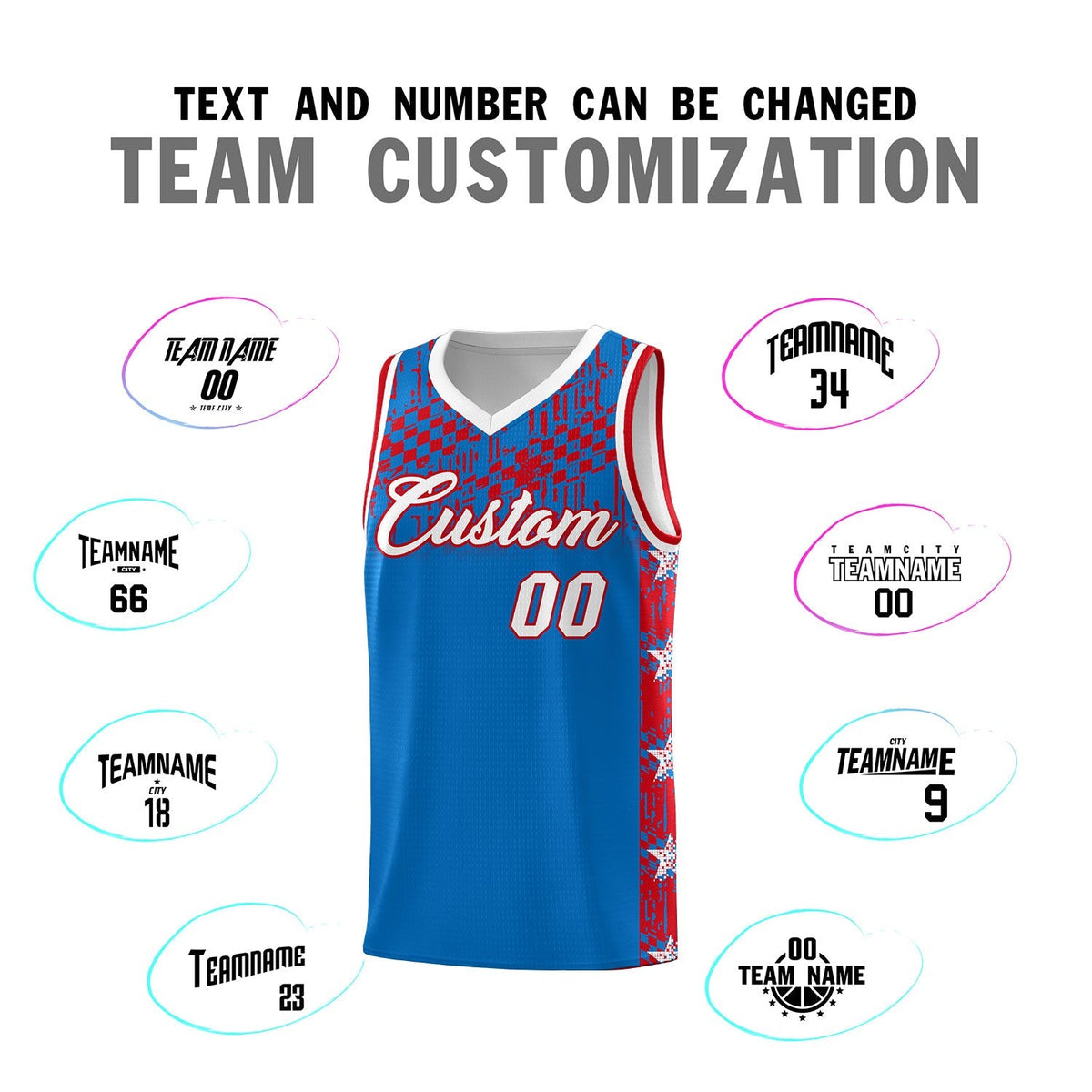 Custom Royal Mosaic Stars Pattern Sports Uniform Basketball Jersey|KXKSHOP