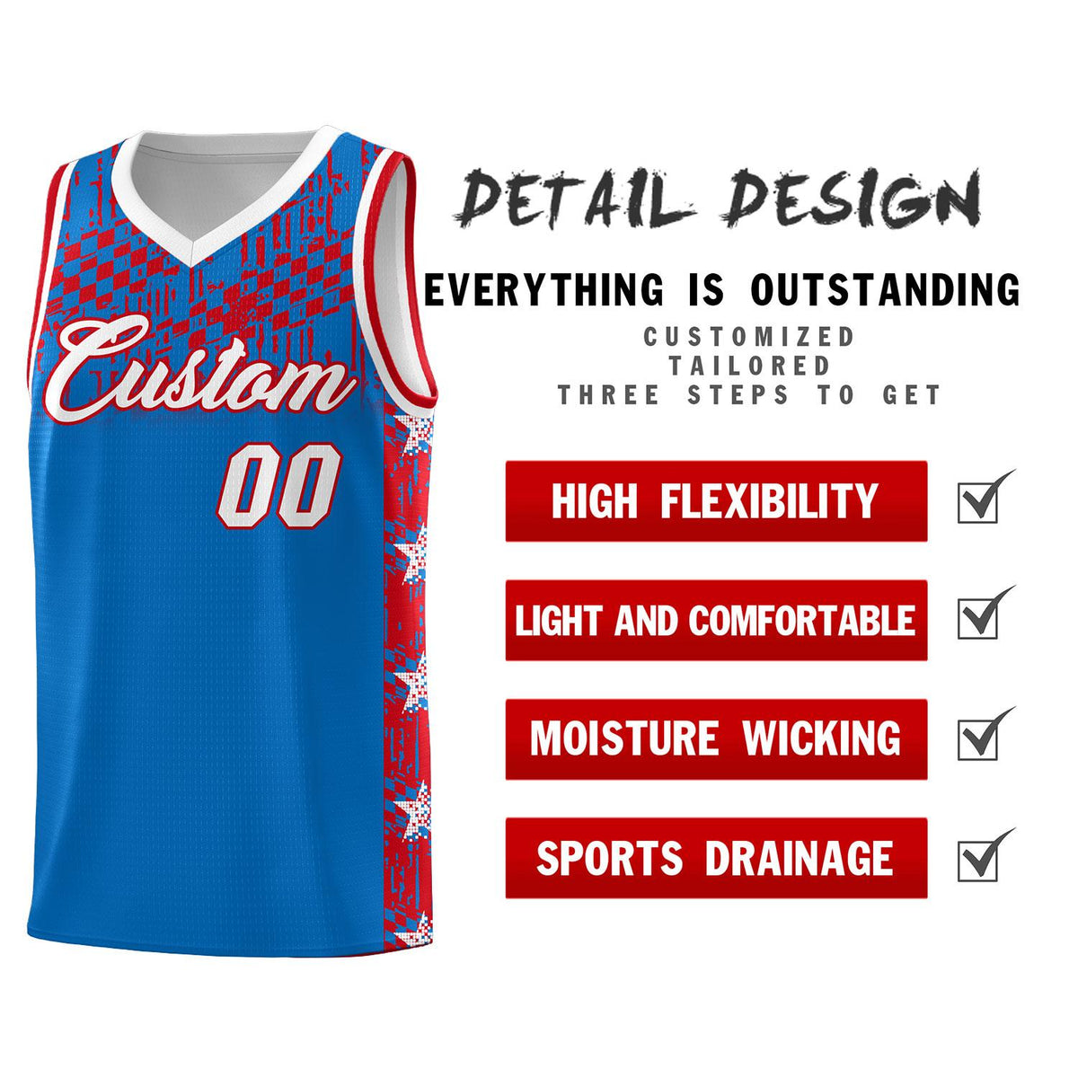 Custom Royal Mosaic Stars Pattern Sports Uniform Basketball Jersey|KXKSHOP