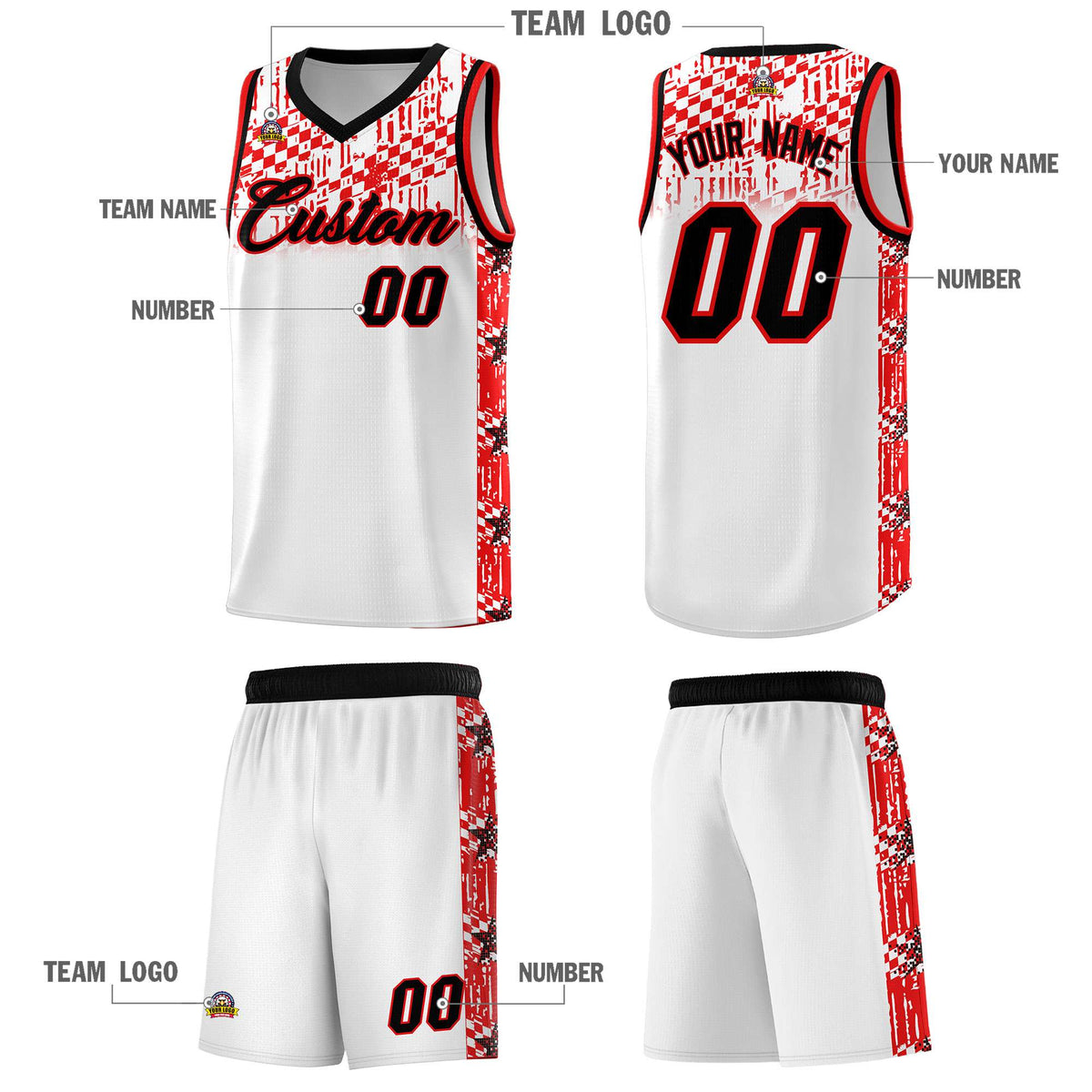 Custom White Mosaic Stars Pattern Sports Uniform Basketball Jersey|KXKSHOP