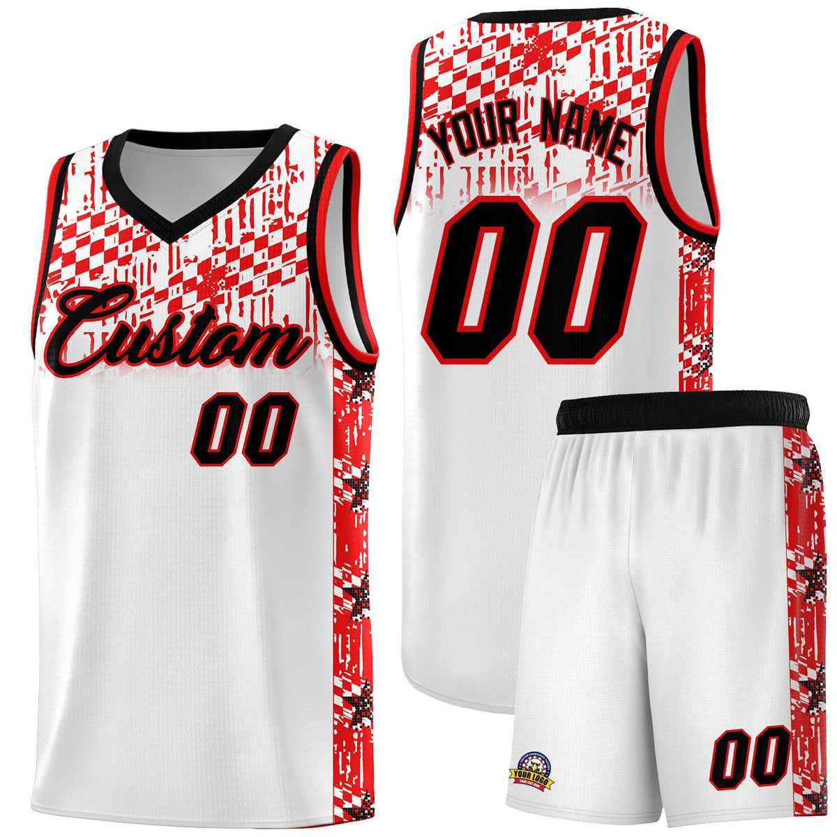 Custom White Mosaic Stars Pattern Sports Uniform Basketball Jersey|KXKSHOP