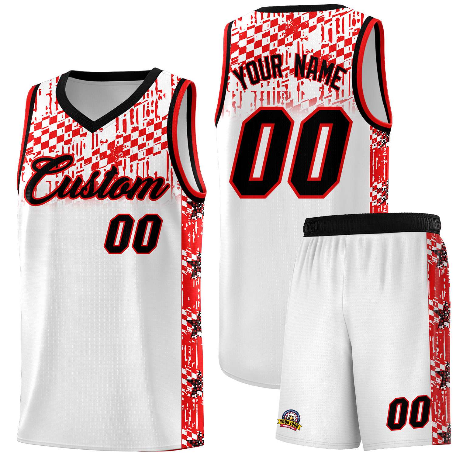Custom White Mosaic Stars Pattern Sports Uniform Basketball Jersey|KXKSHOP