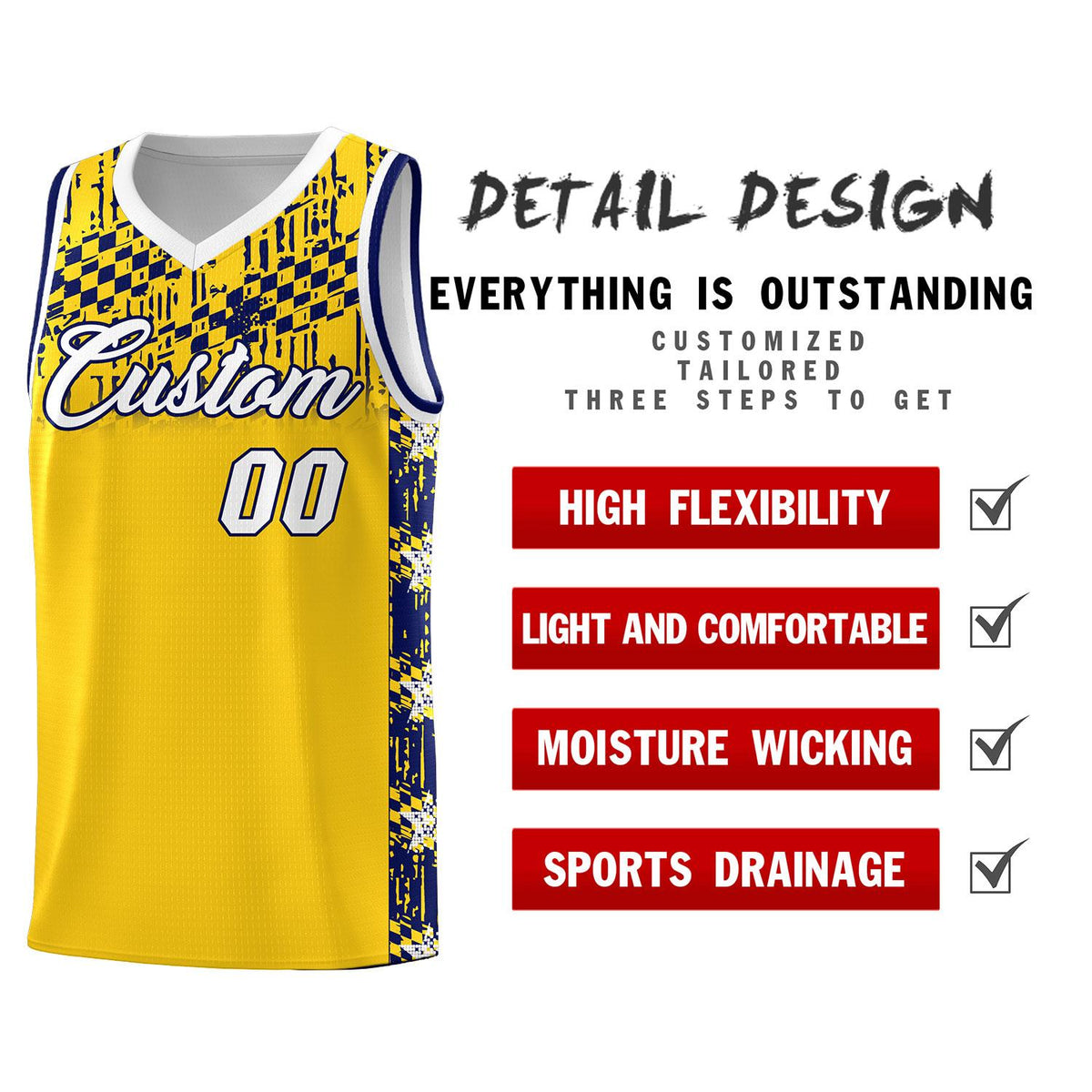 Custom Gold Mosaic Stars Pattern Sports Uniform Basketball Jersey|KXKSHOP