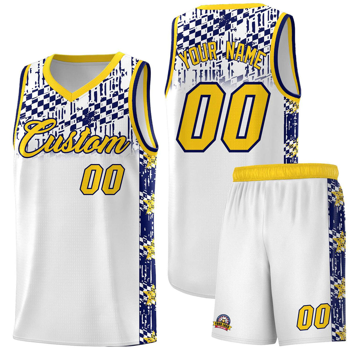 Custom White Mosaic Stars Pattern Sports Uniform Basketball Jersey|KXKSHOP
