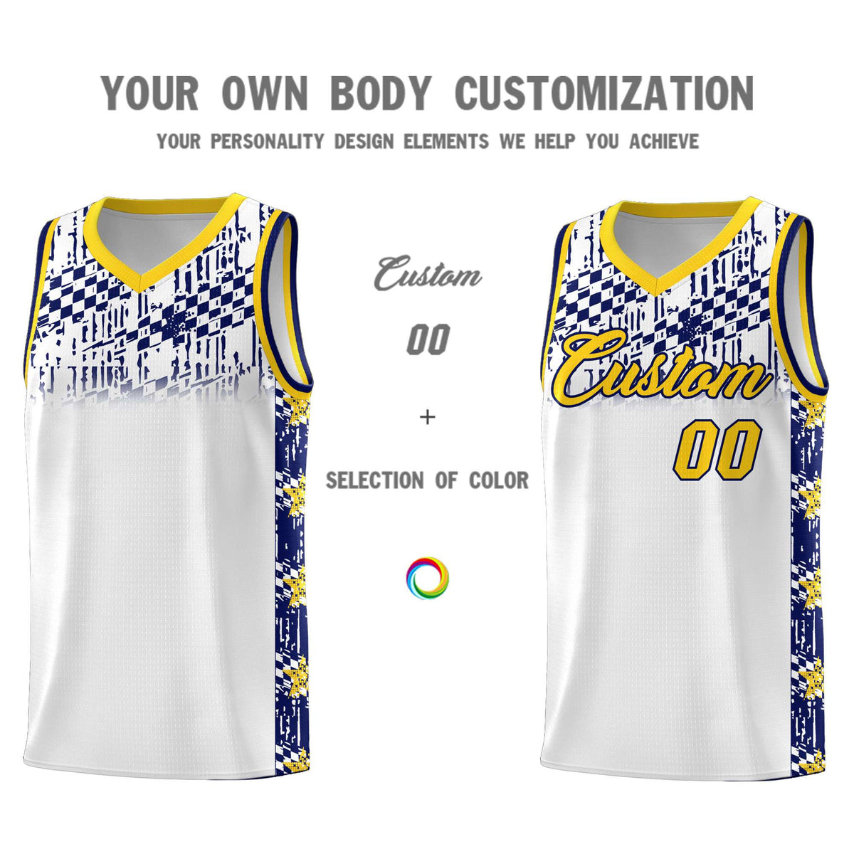 Custom White Mosaic Stars Pattern Sports Uniform Basketball Jersey|KXKSHOP