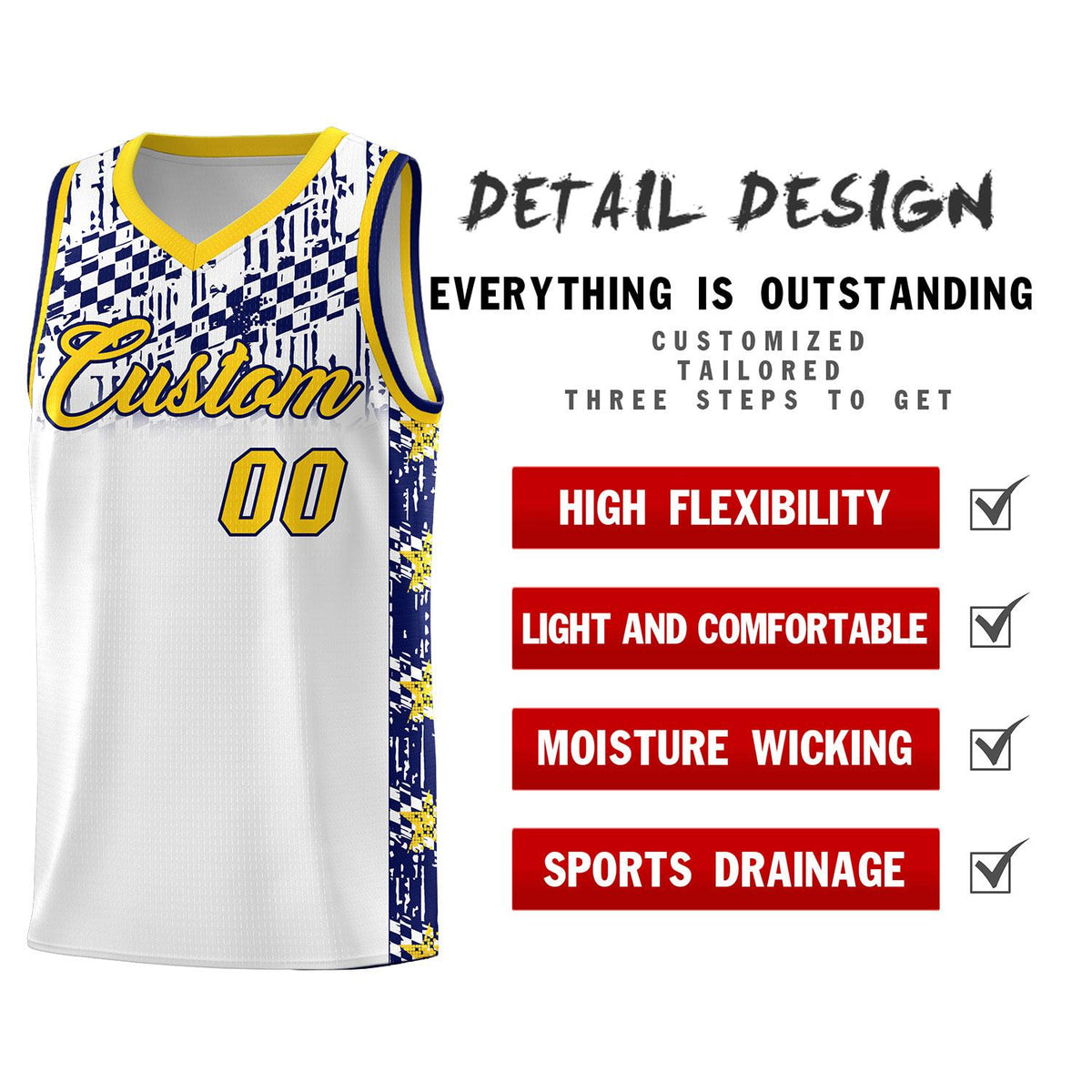 Custom White Mosaic Stars Pattern Sports Uniform Basketball Jersey|KXKSHOP