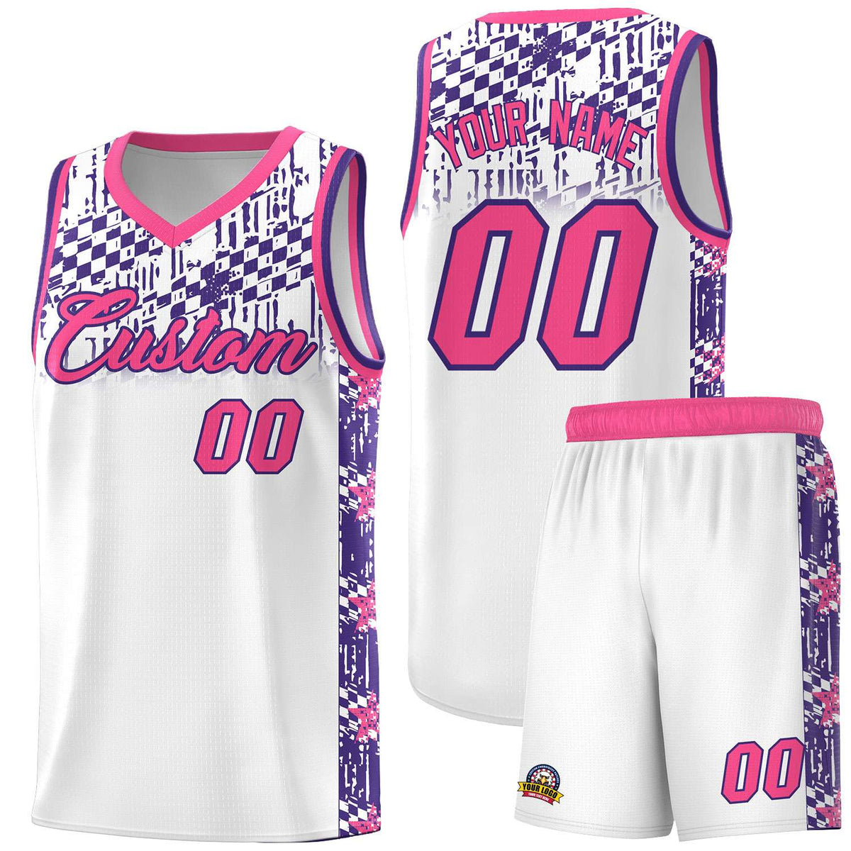 Custom White Mosaic Stars Pattern Sports Uniform Basketball Jersey|KXKSHOP