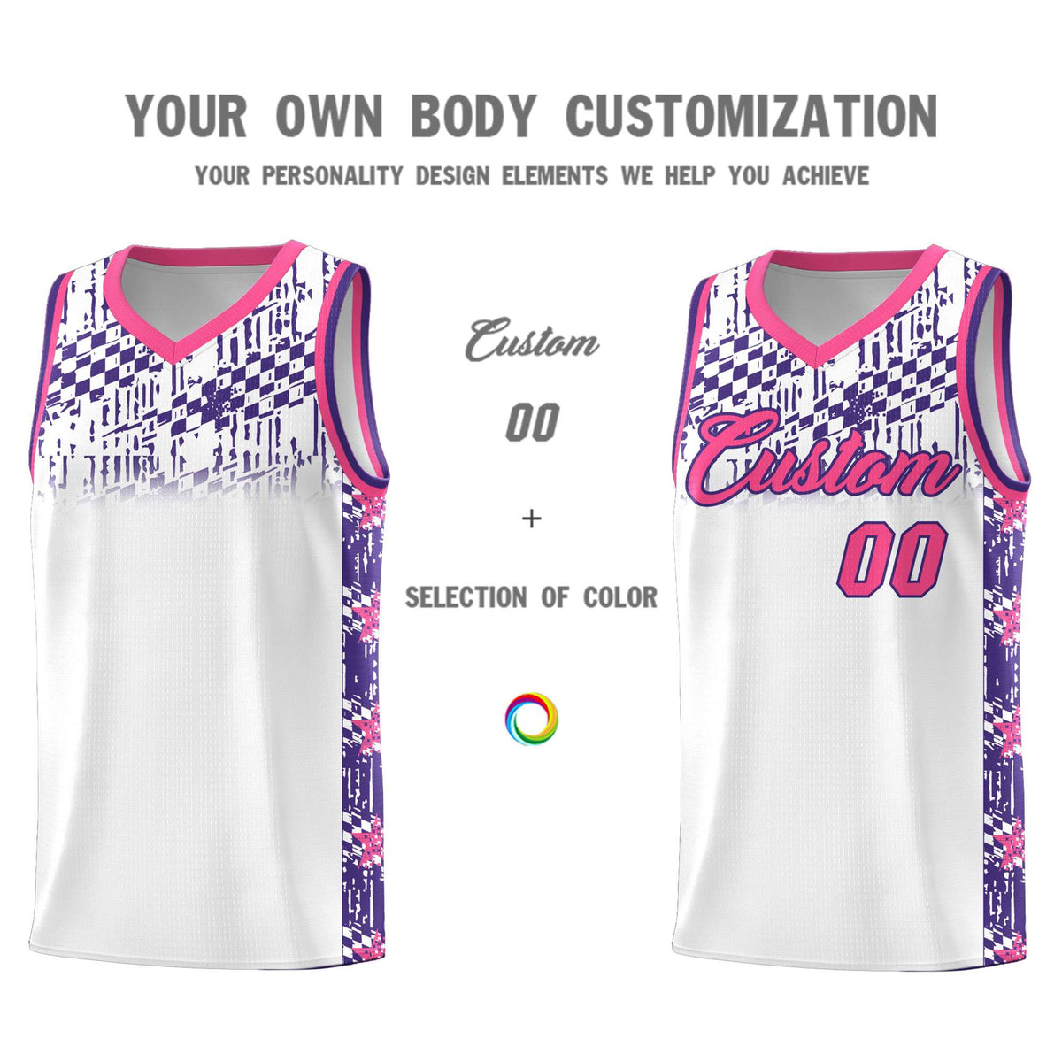 Custom White Mosaic Stars Pattern Sports Uniform Basketball Jersey|KXKSHOP