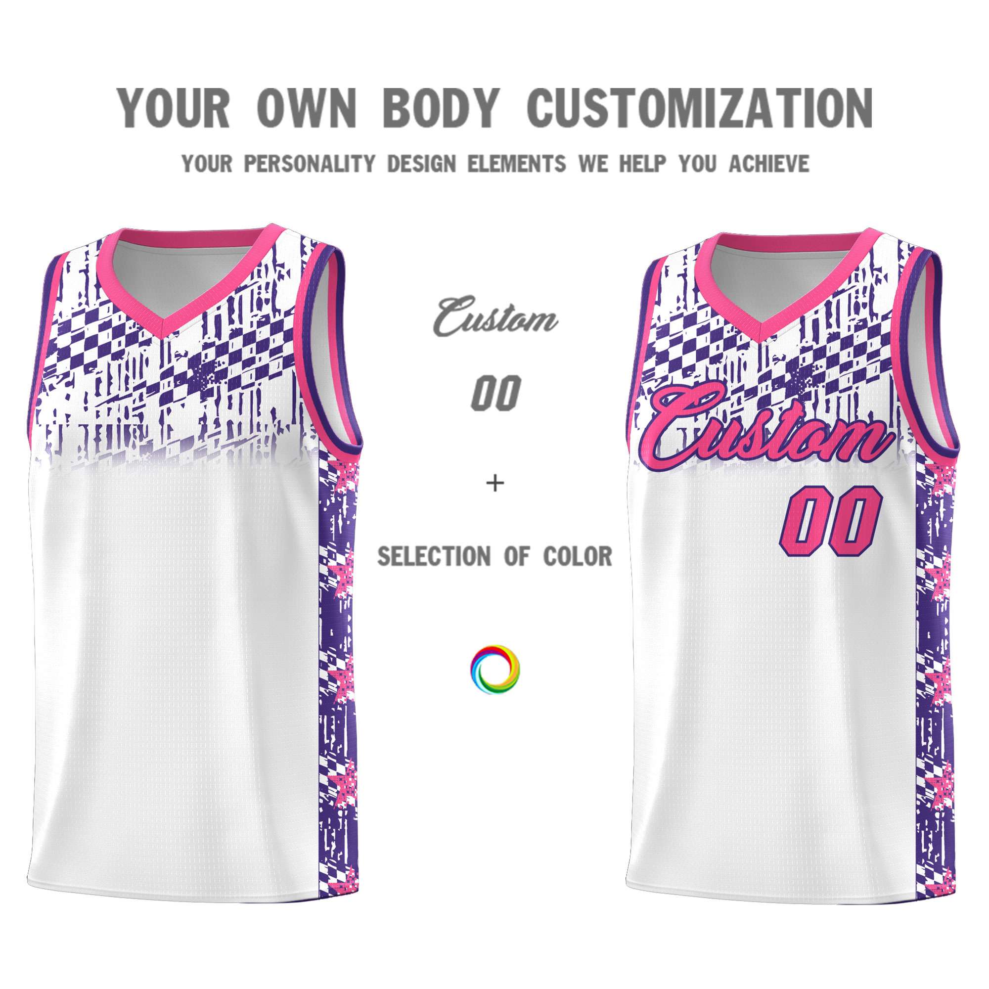 Custom White Mosaic Stars Pattern Sports Uniform Basketball Jersey|KXKSHOP