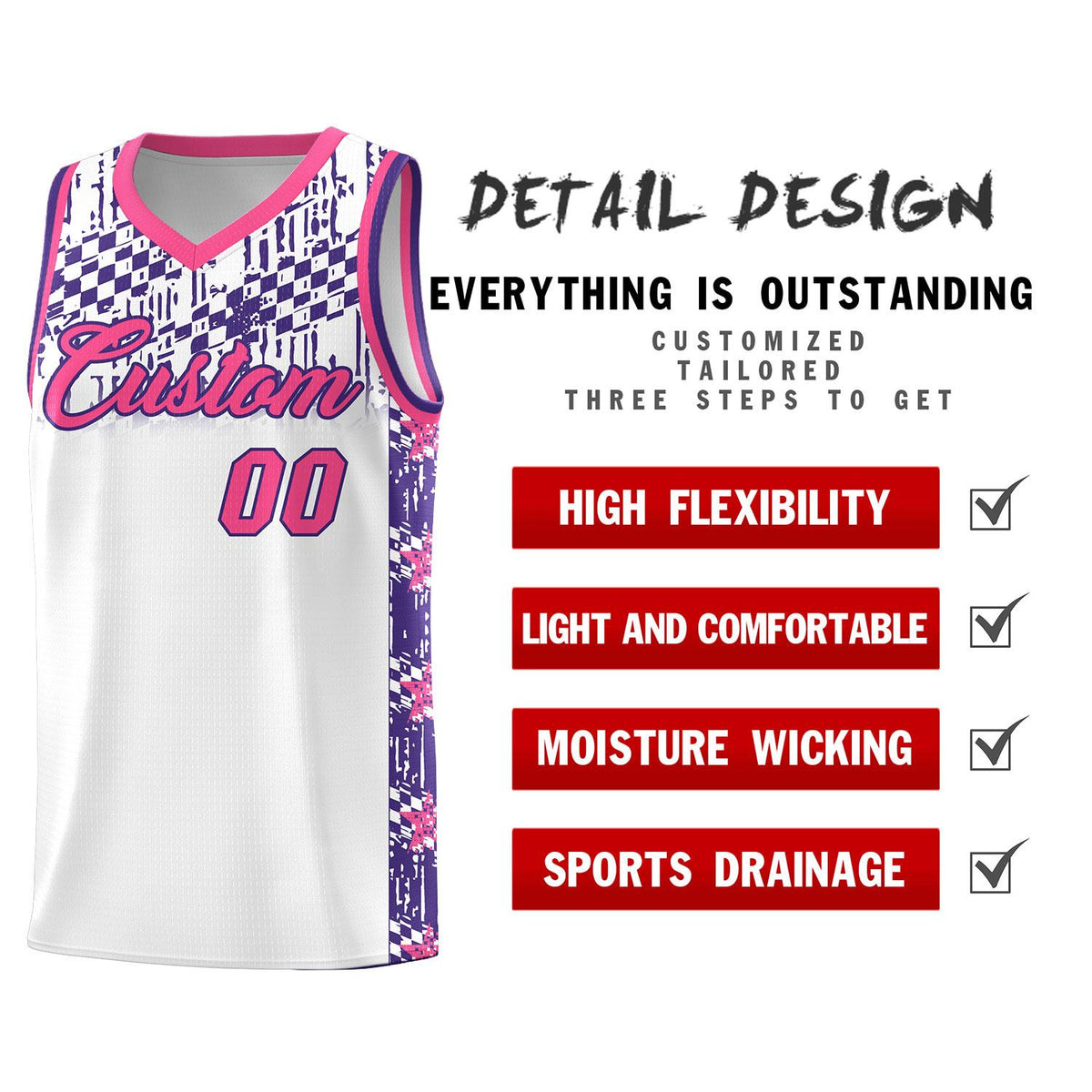 Custom White Mosaic Stars Pattern Sports Uniform Basketball Jersey|KXKSHOP