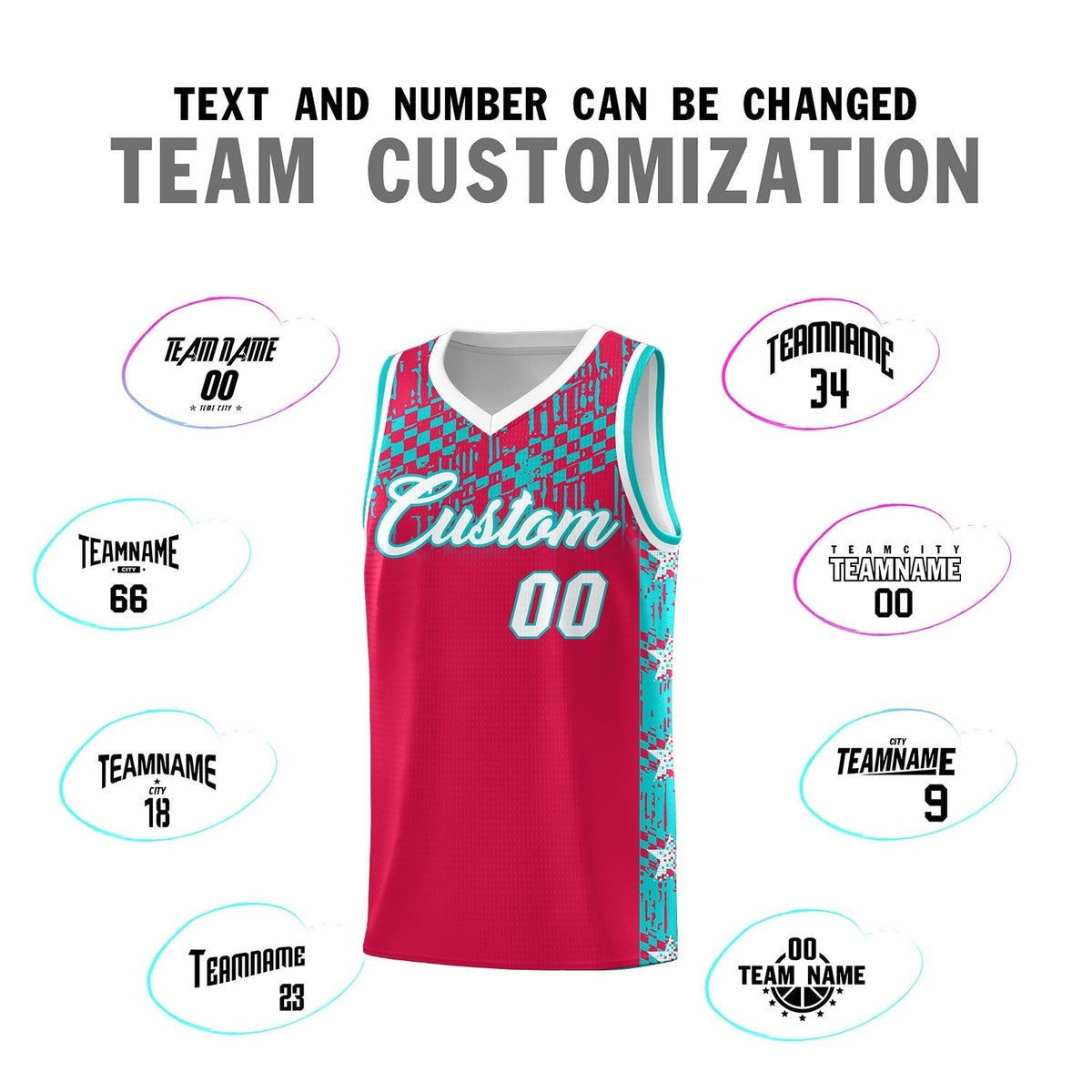 Custom Red Mosaic Stars Pattern Sports Uniform Basketball Jersey|KXKSHOP