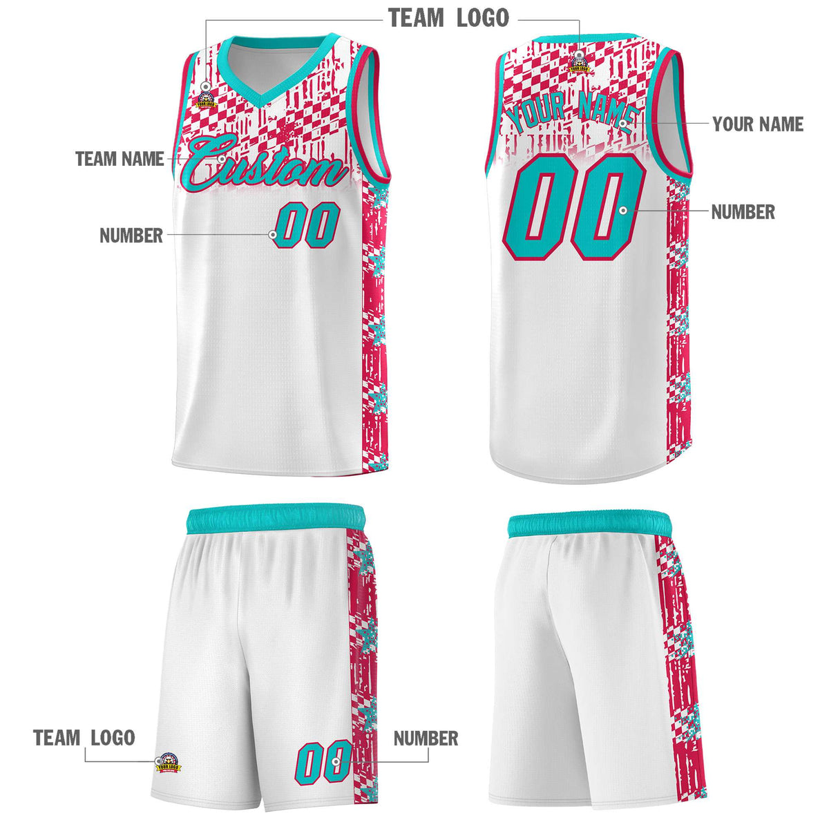 Custom White Mosaic Stars Pattern Sports Uniform Basketball Jersey|KXKSHOP