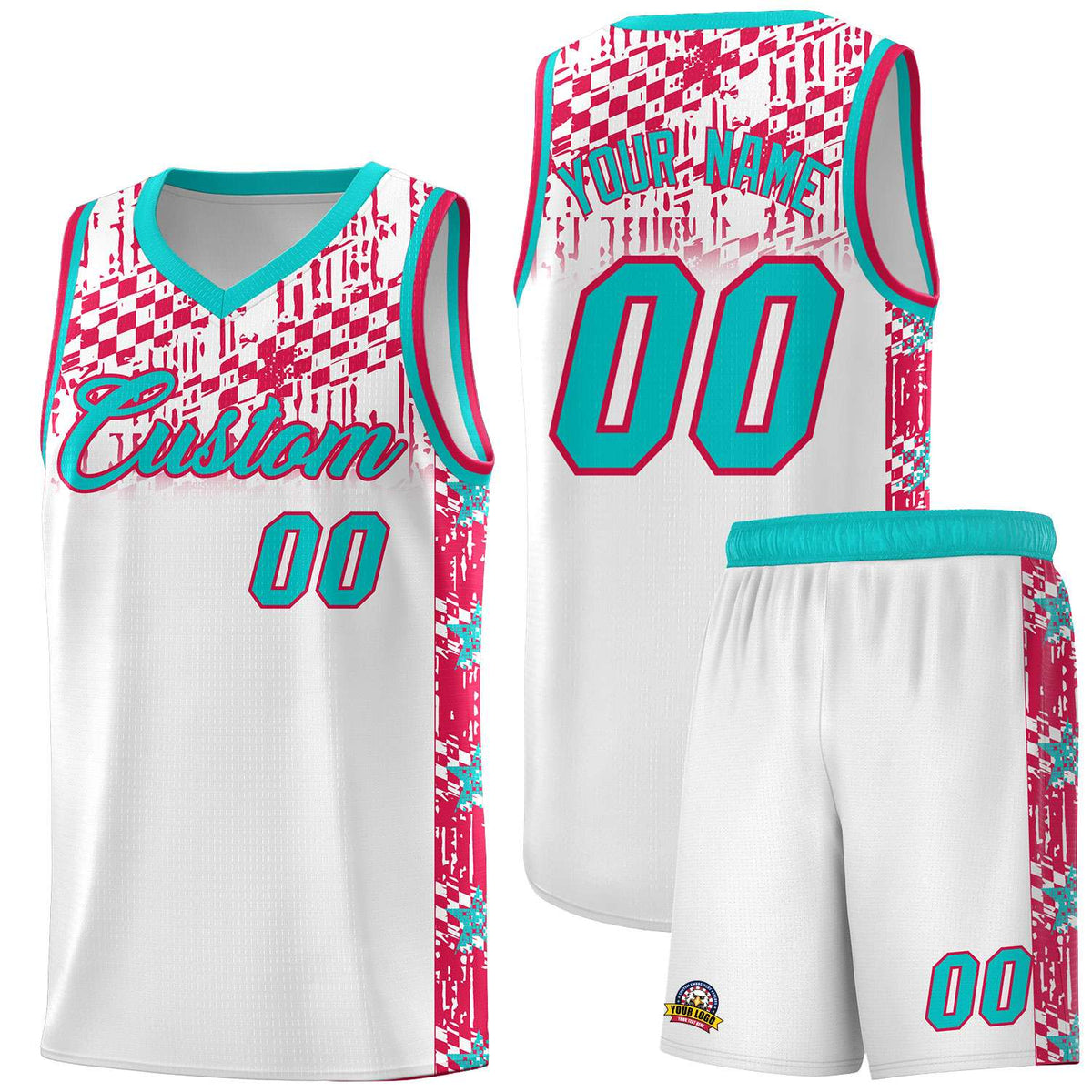 Custom White Mosaic Stars Pattern Sports Uniform Basketball Jersey|KXKSHOP