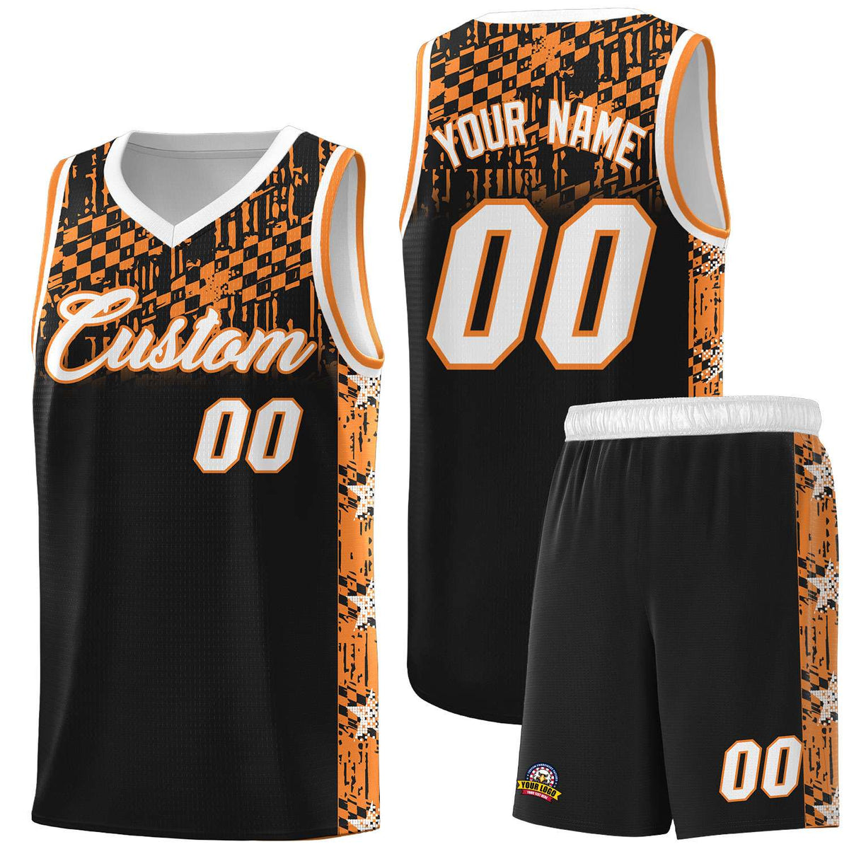 Custom Black Mosaic Stars Pattern Sports Uniform Basketball Jersey|KXKSHOP