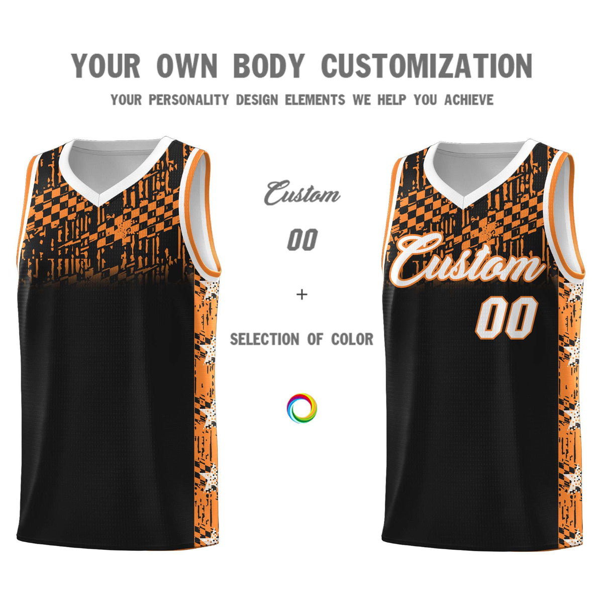 Custom Black Mosaic Stars Pattern Sports Uniform Basketball Jersey|KXKSHOP
